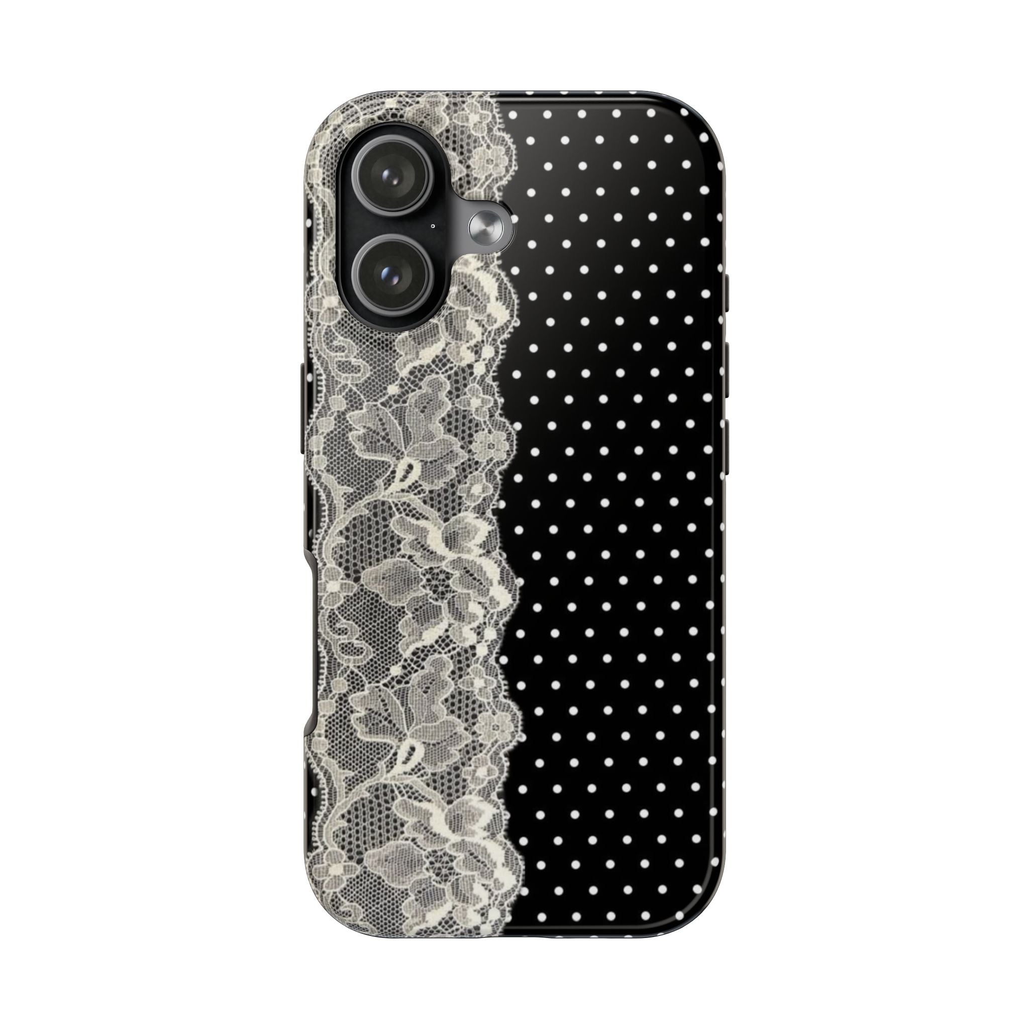 WHITE LACE BLACK POLKA DOTS PHONE CASE