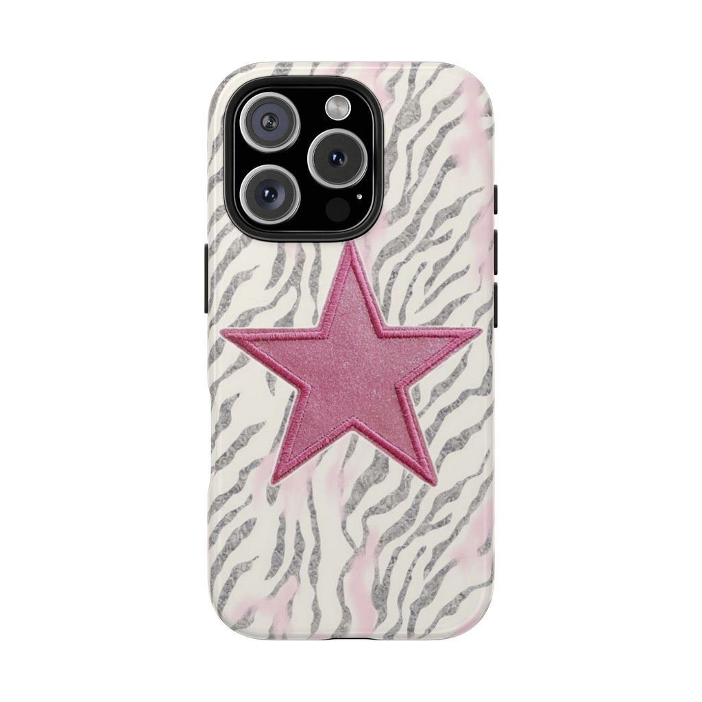 VINTAGE ZEBRA PINK STAR PHONE CASE
