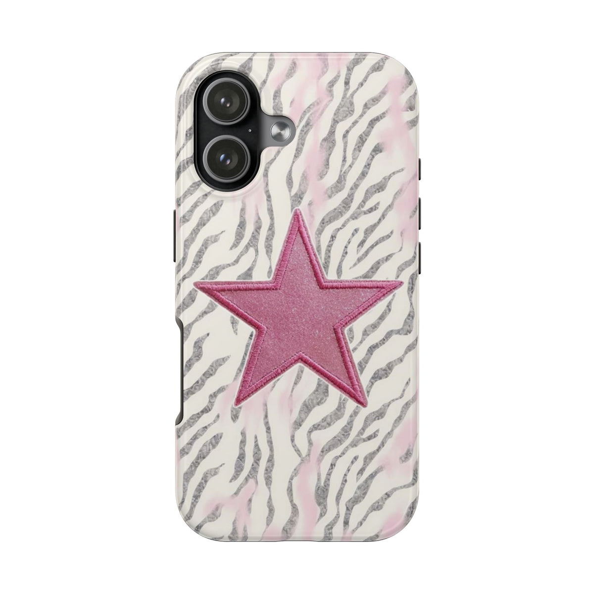VINTAGE ZEBRA PINK STAR PHONE CASE