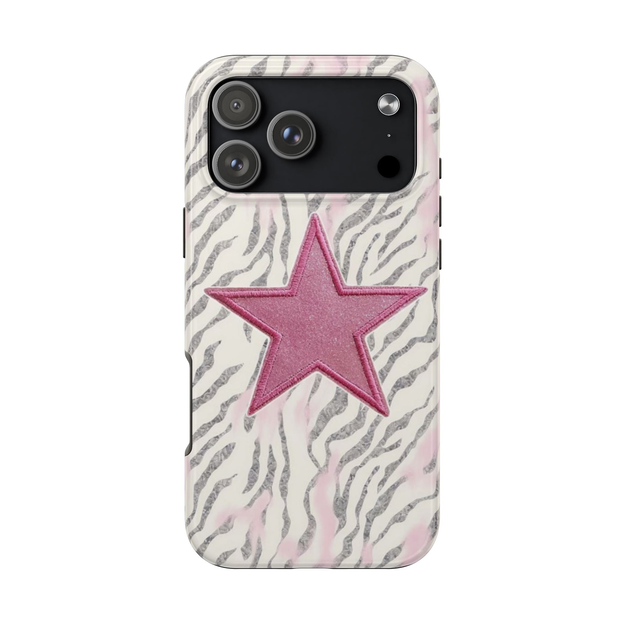 VINTAGE ZEBRA PINK STAR PHONE CASE