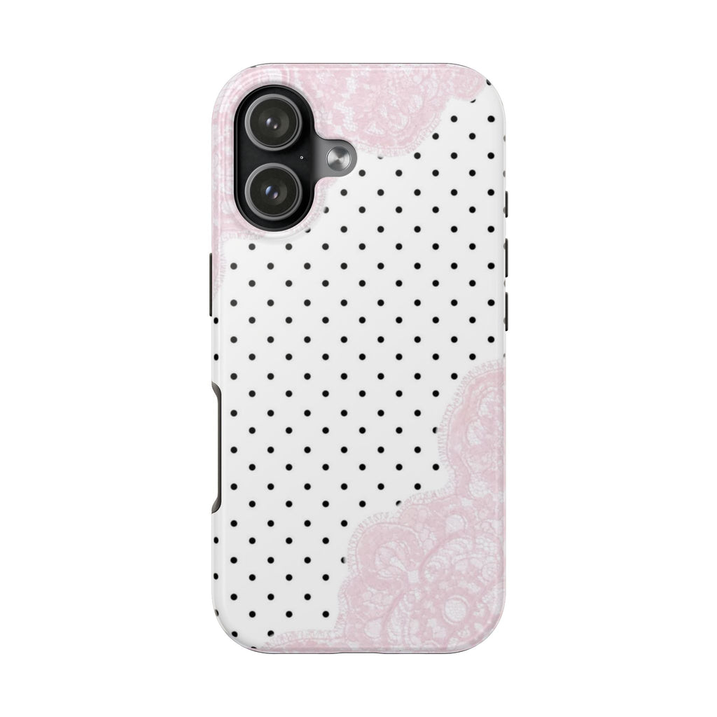 COQUETTE POLKA DOTS PINK LACE PHONE CASE