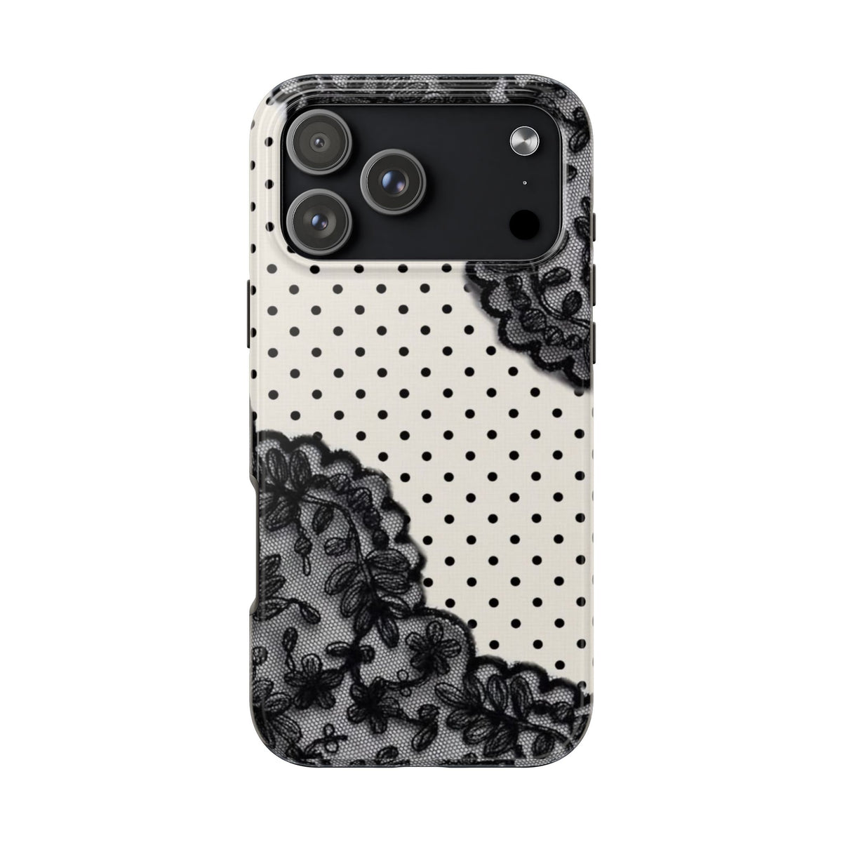COQUETTE POLKA DOTS BLACK LACE PHONE CASE