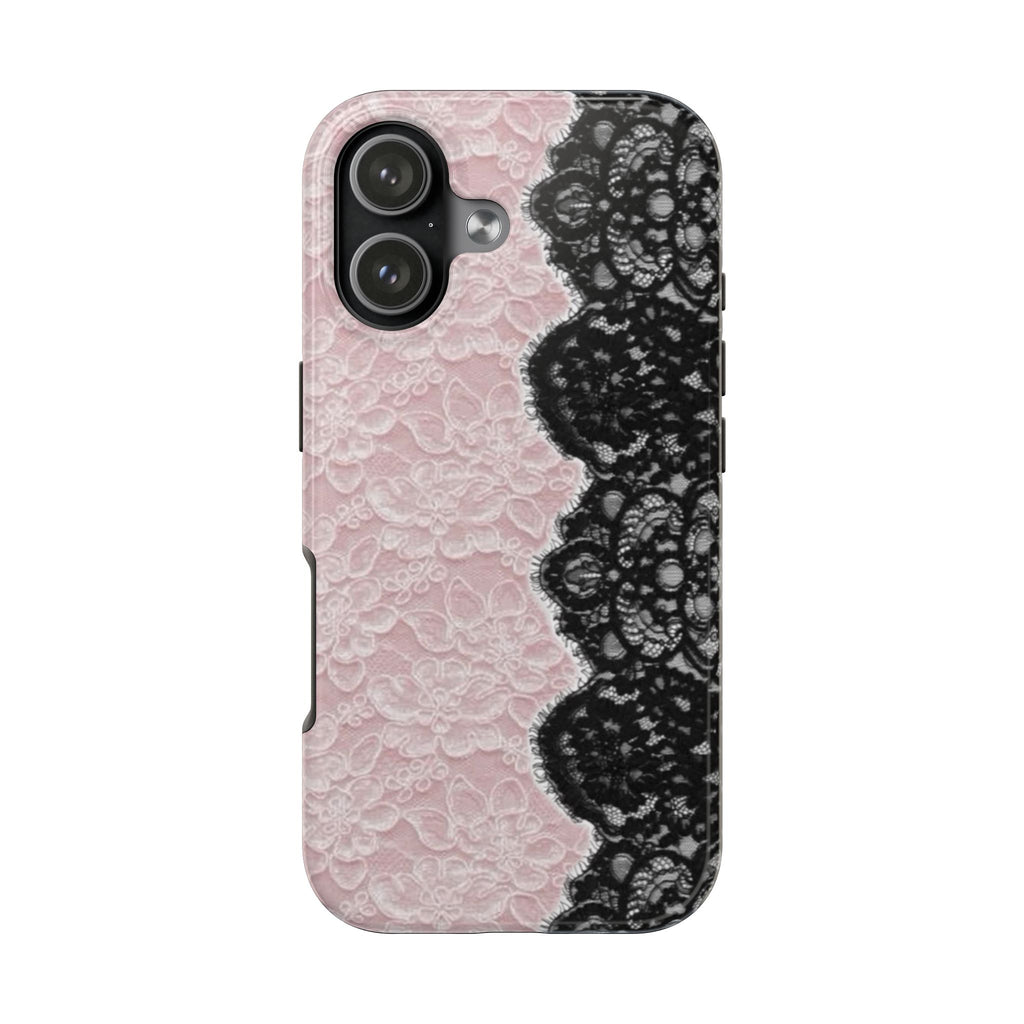 PINK & BLACK LACE PHONE CASE