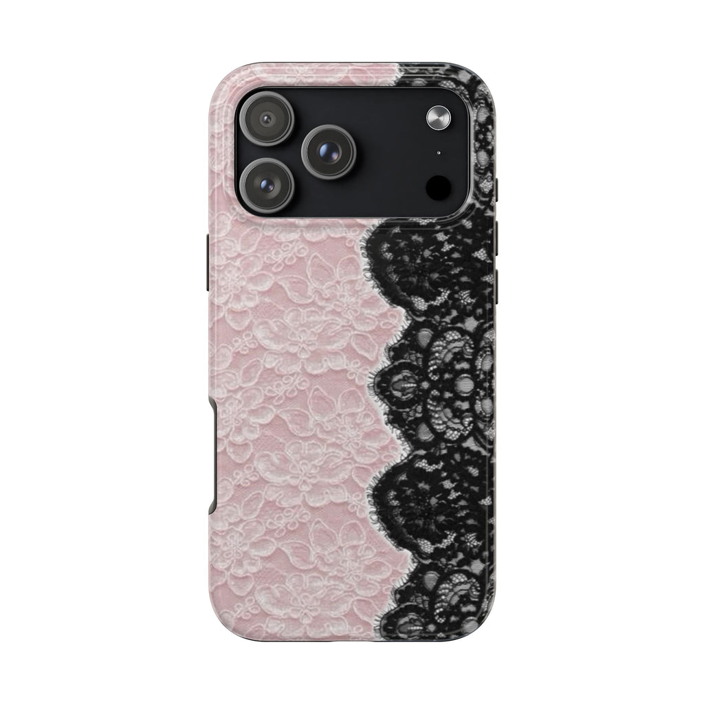 PINK & BLACK LACE PHONE CASE