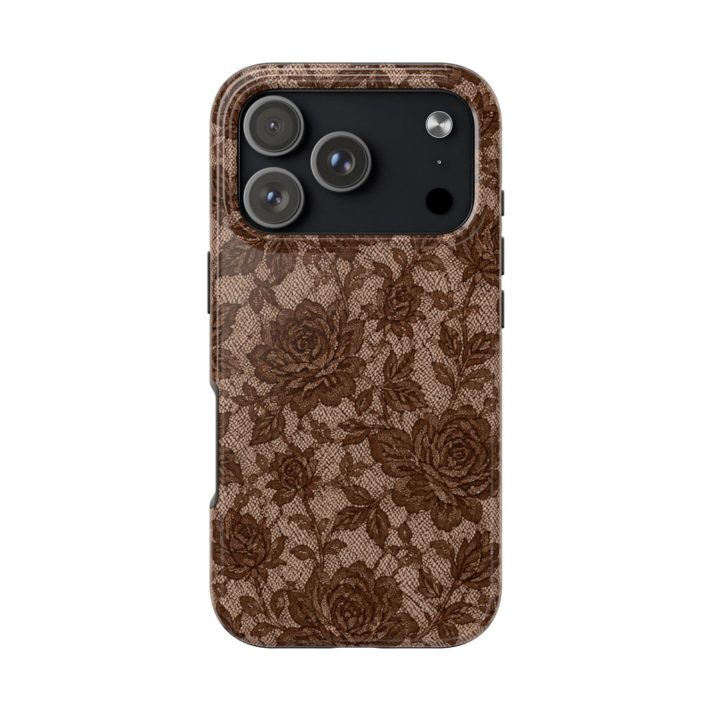 CAFÉ AMOUR BROWN LACE PHONE CASE
