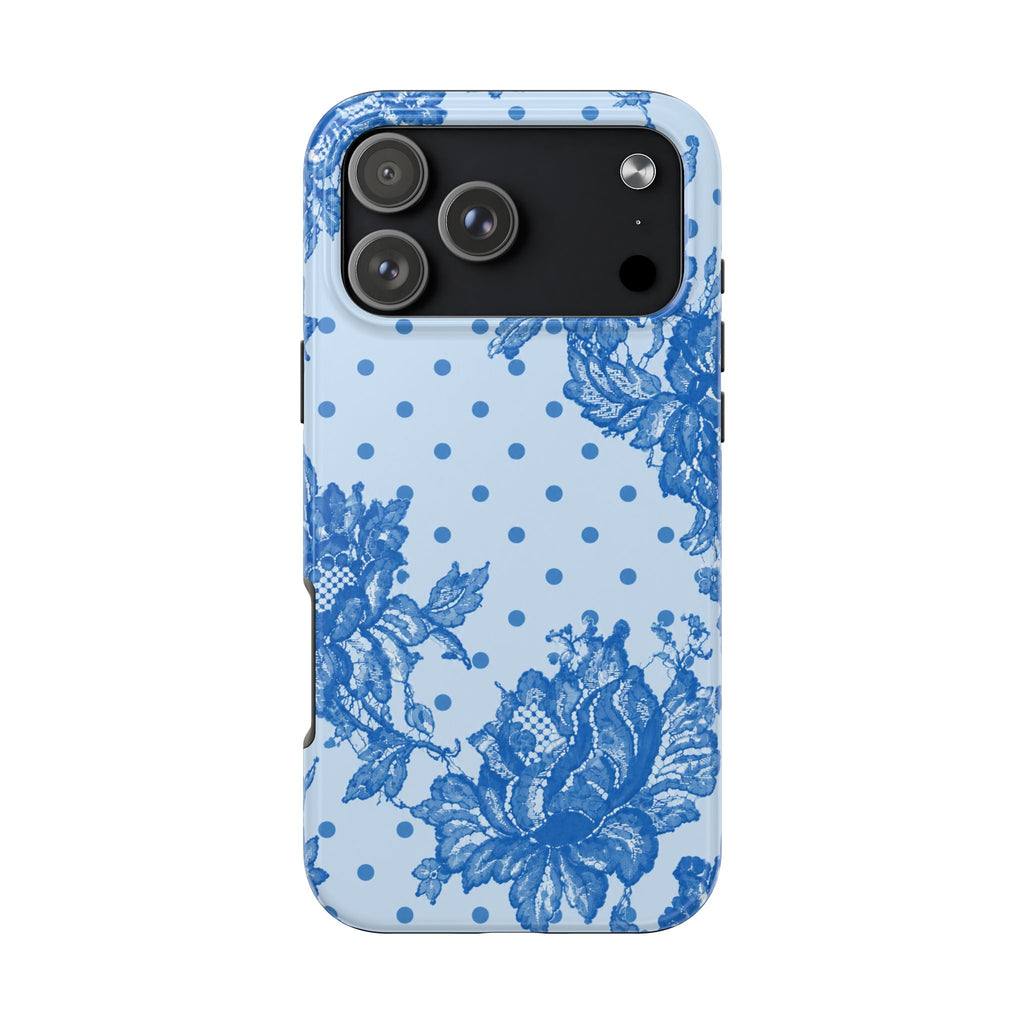 BLUEBERRY CHANTILLY POLKA DOTS LACE PHONE CASE