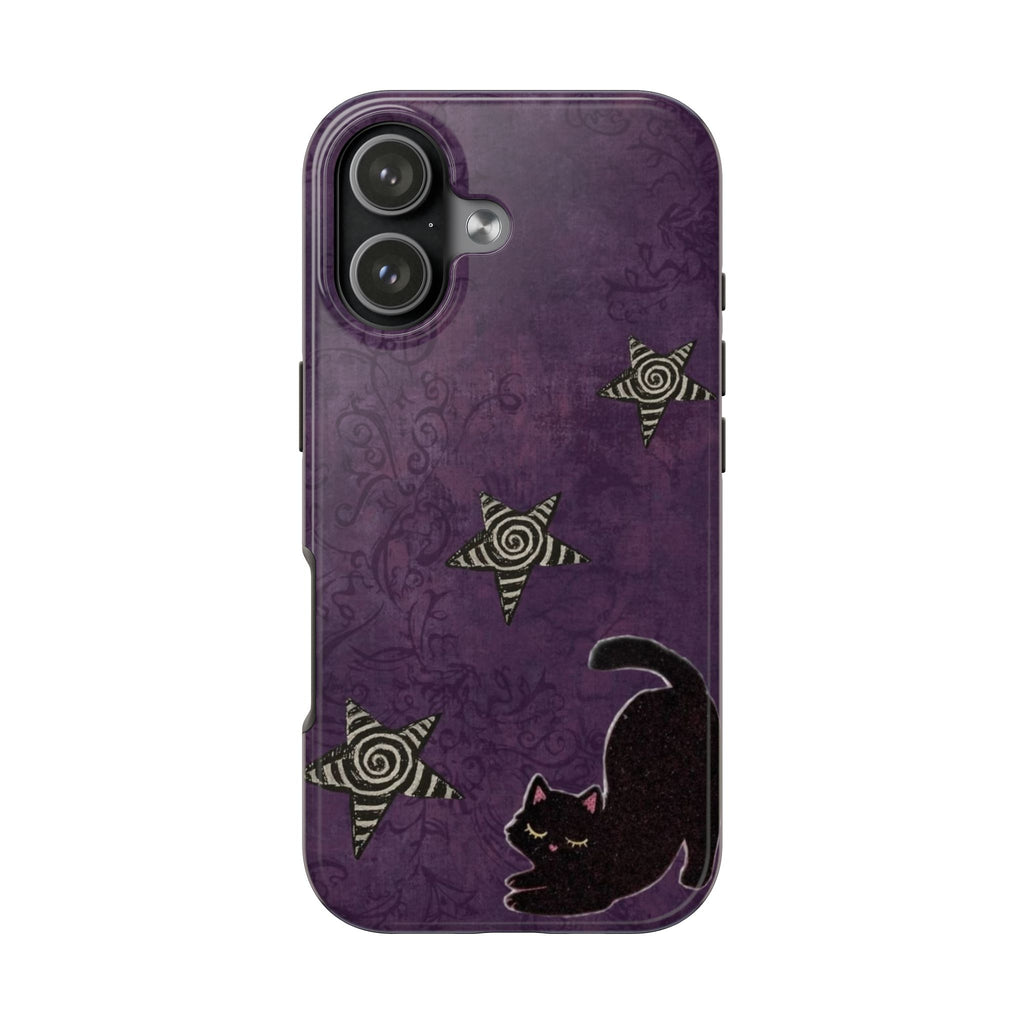 PLUM BLACK CAT HALLOWEEN PHONE CASE