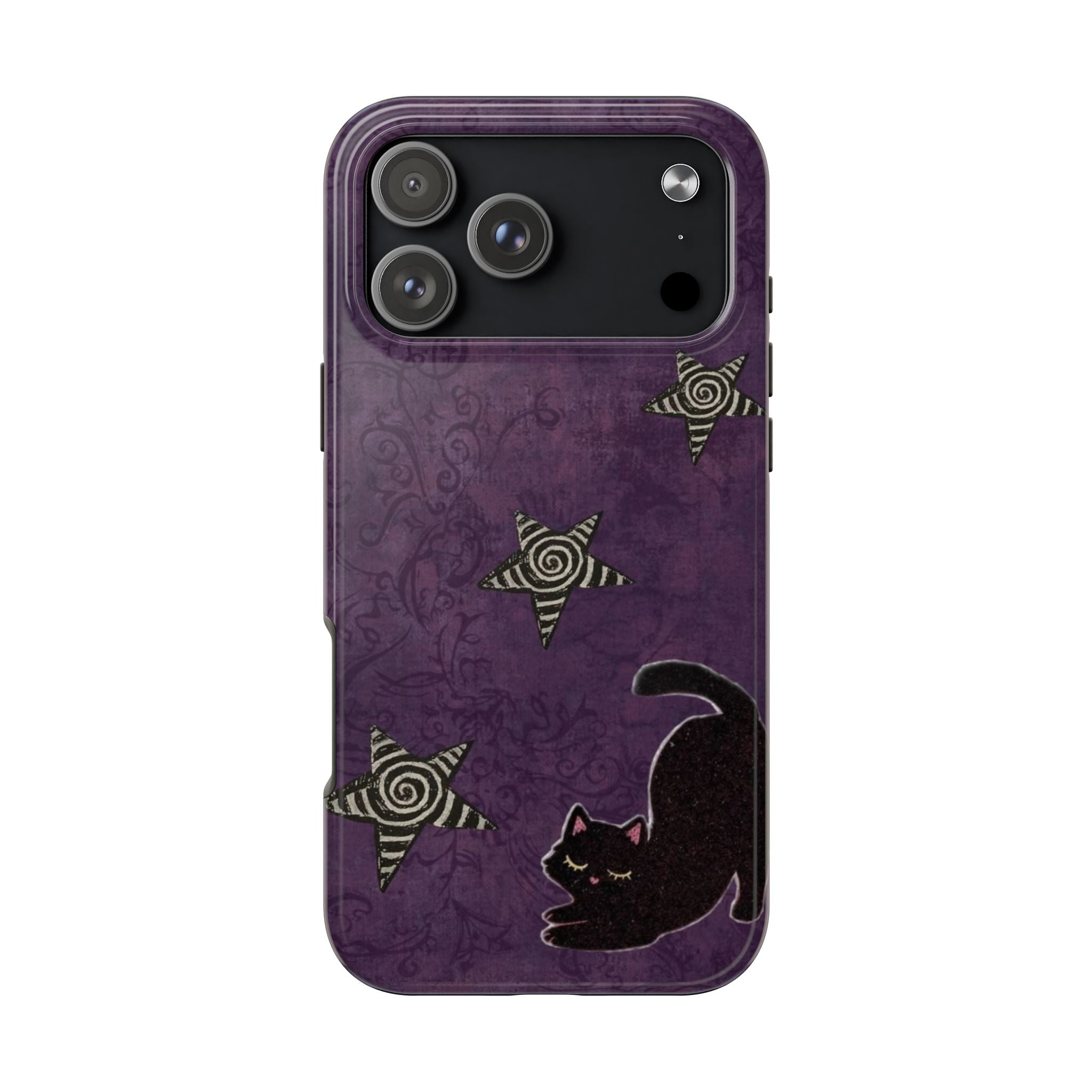 PLUM BLACK CAT HALLOWEEN PHONE CASE