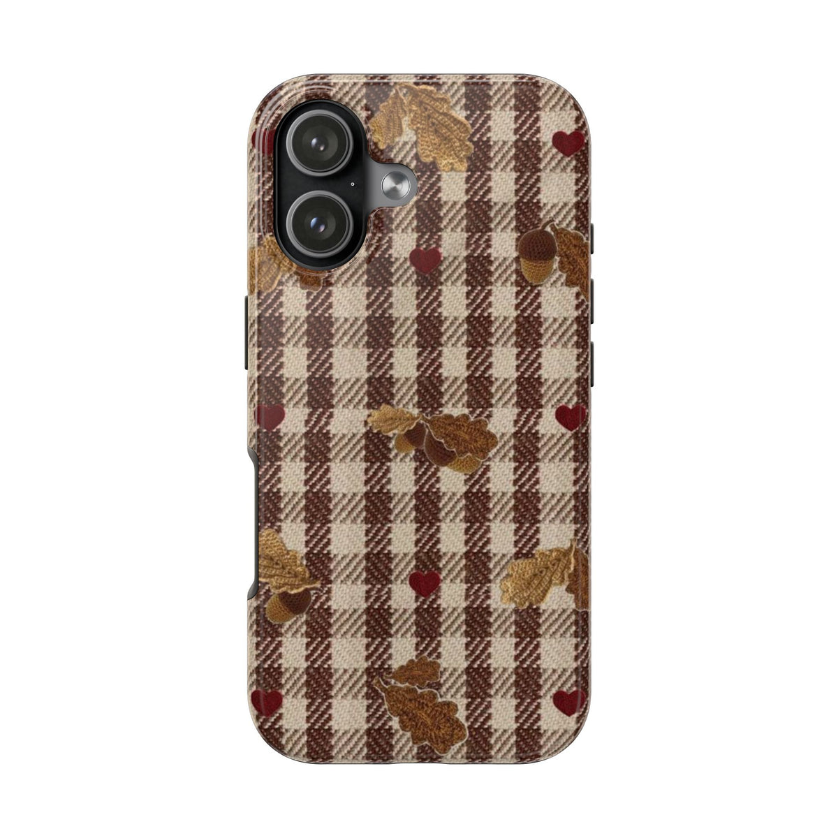 CHESTNUT GINGHAM FALL LEAVES PHONE CASE