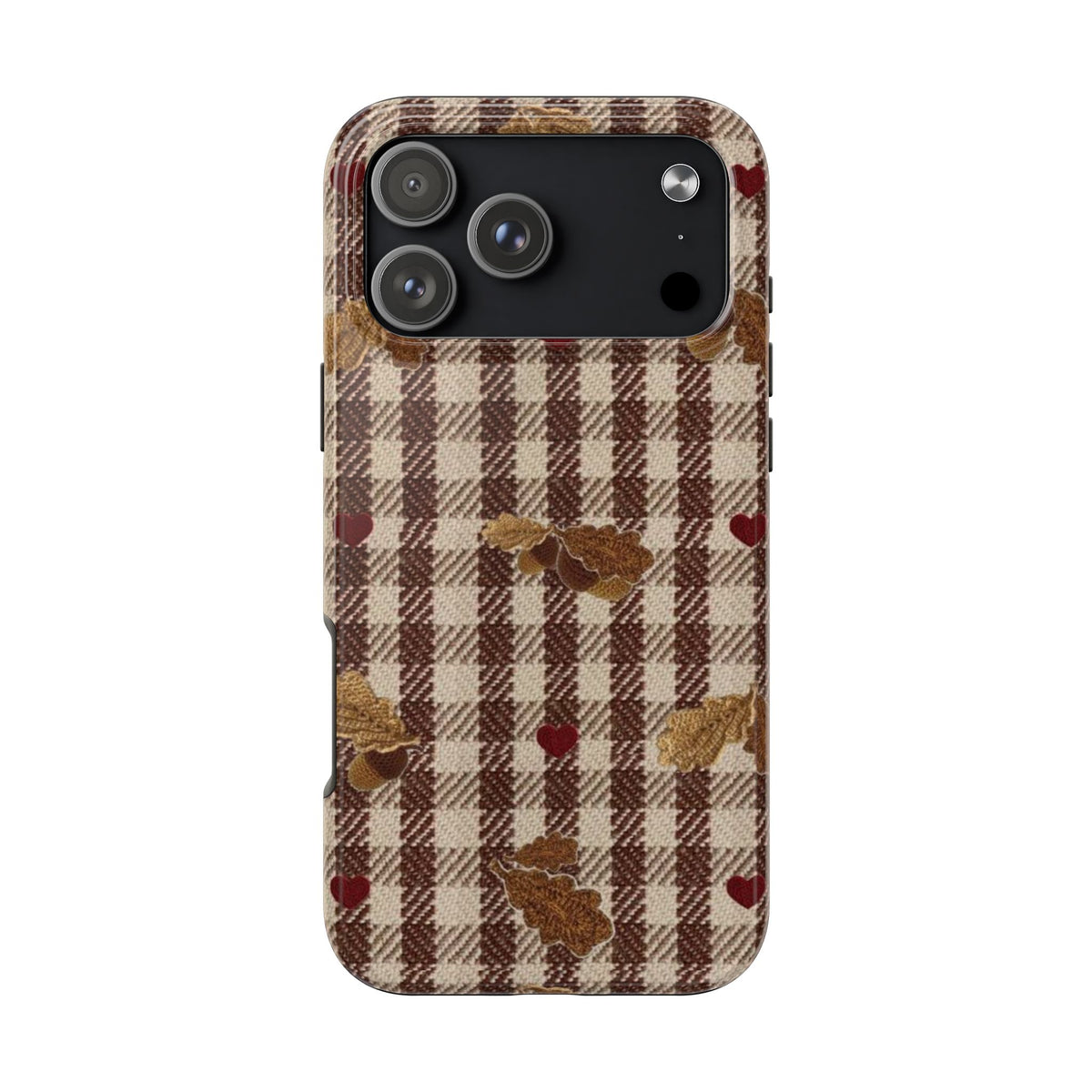 CHESTNUT GINGHAM FALL LEAVES PHONE CASE