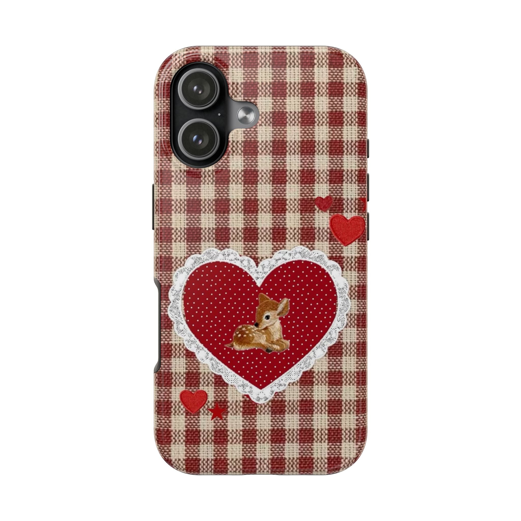 RED GINGHAM DEER PHONE CASE
