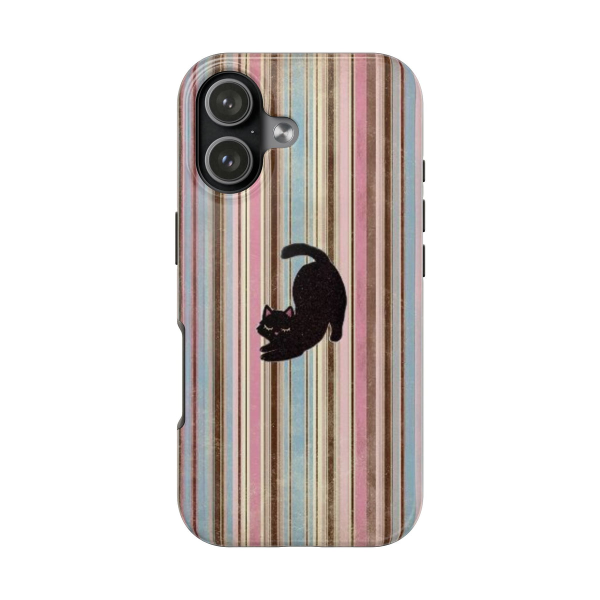 AUTUMN STRIPES BLACK CAT PHONE CASE