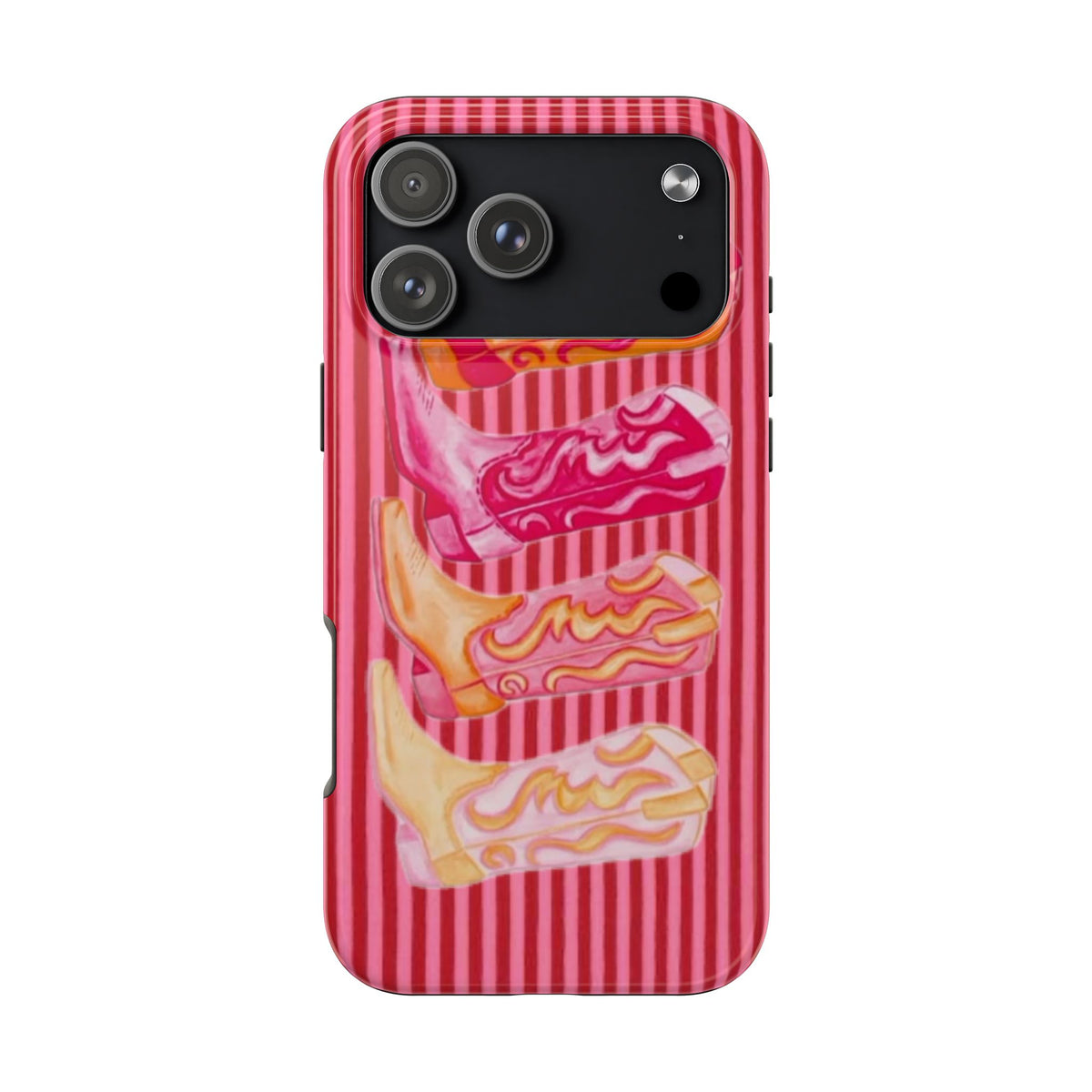 RED STRIPES COWGIRL BOOTS PHONE CASE