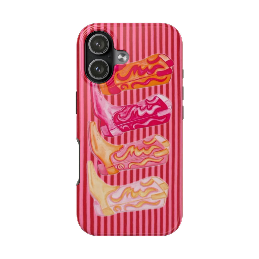 RED STRIPES COWGIRL BOOTS PHONE CASE