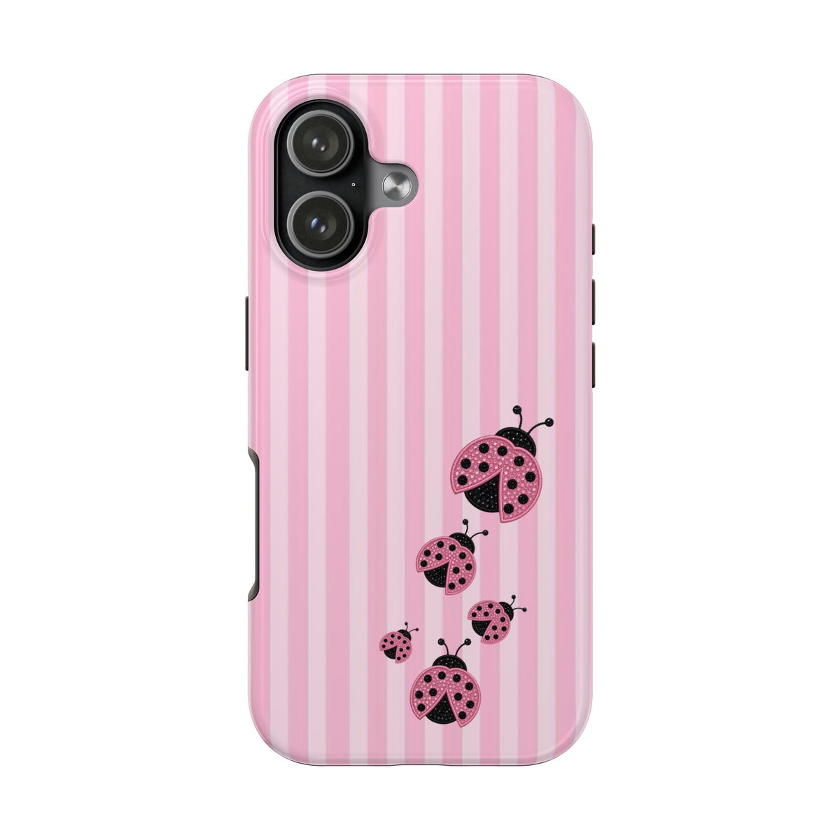 PINK STRIPES LADYBUGS PHONE CASE