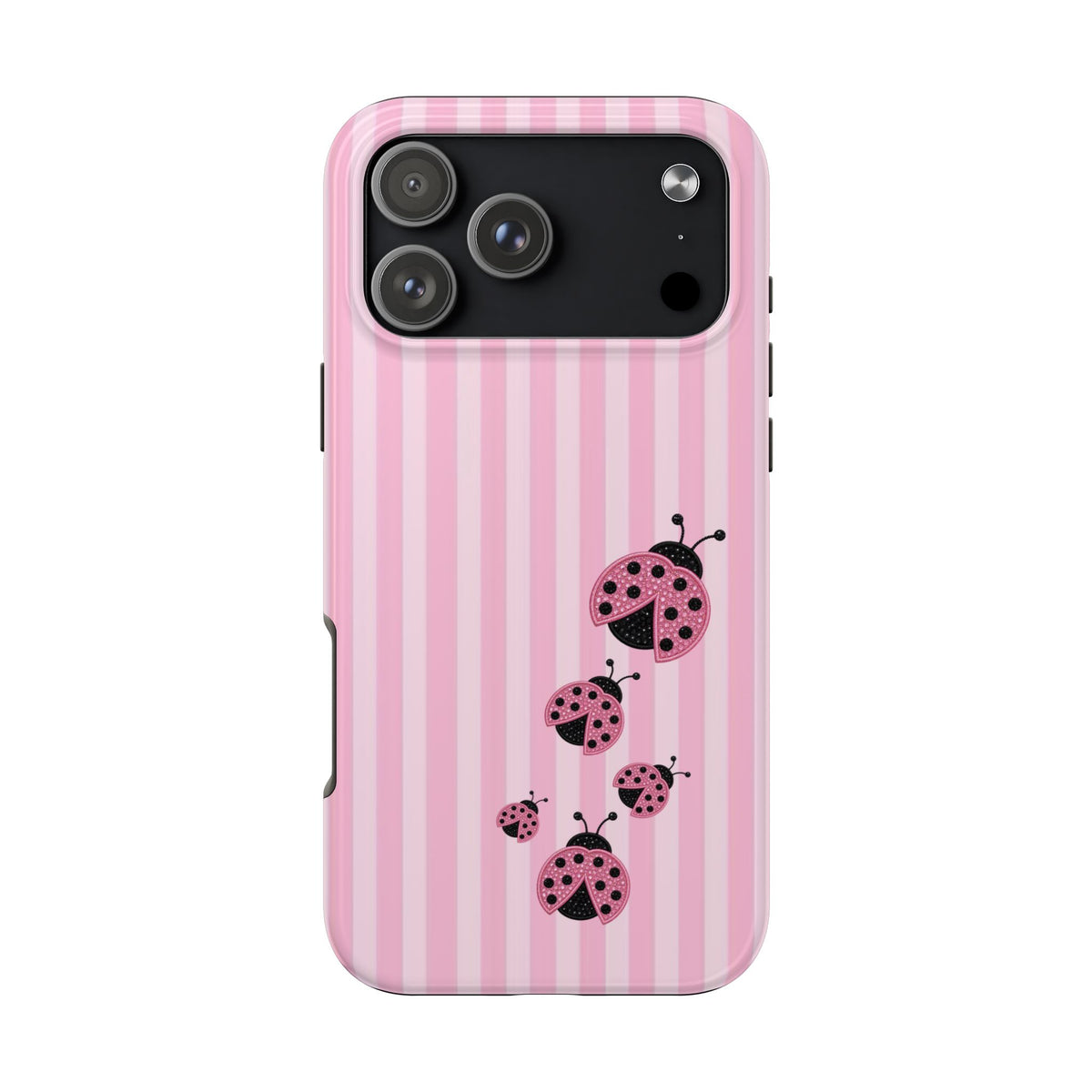 PINK STRIPES LADYBUGS PHONE CASE