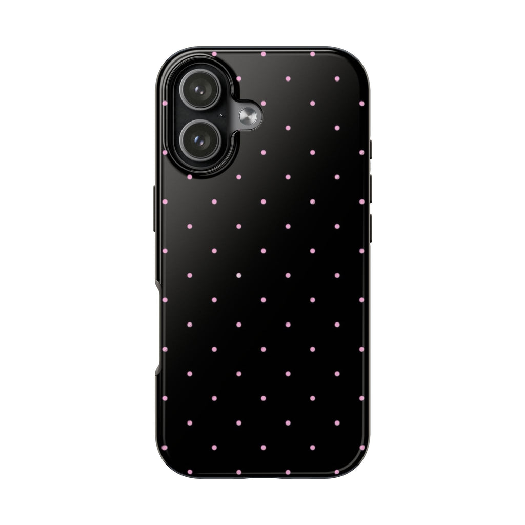 BLACK & MINI PINK POLKA DOTS PHONE CASE