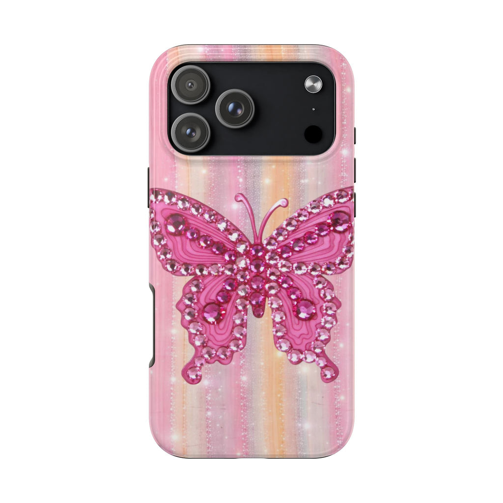 SEQUIN PINK BUTTERFLY PHONE CASE