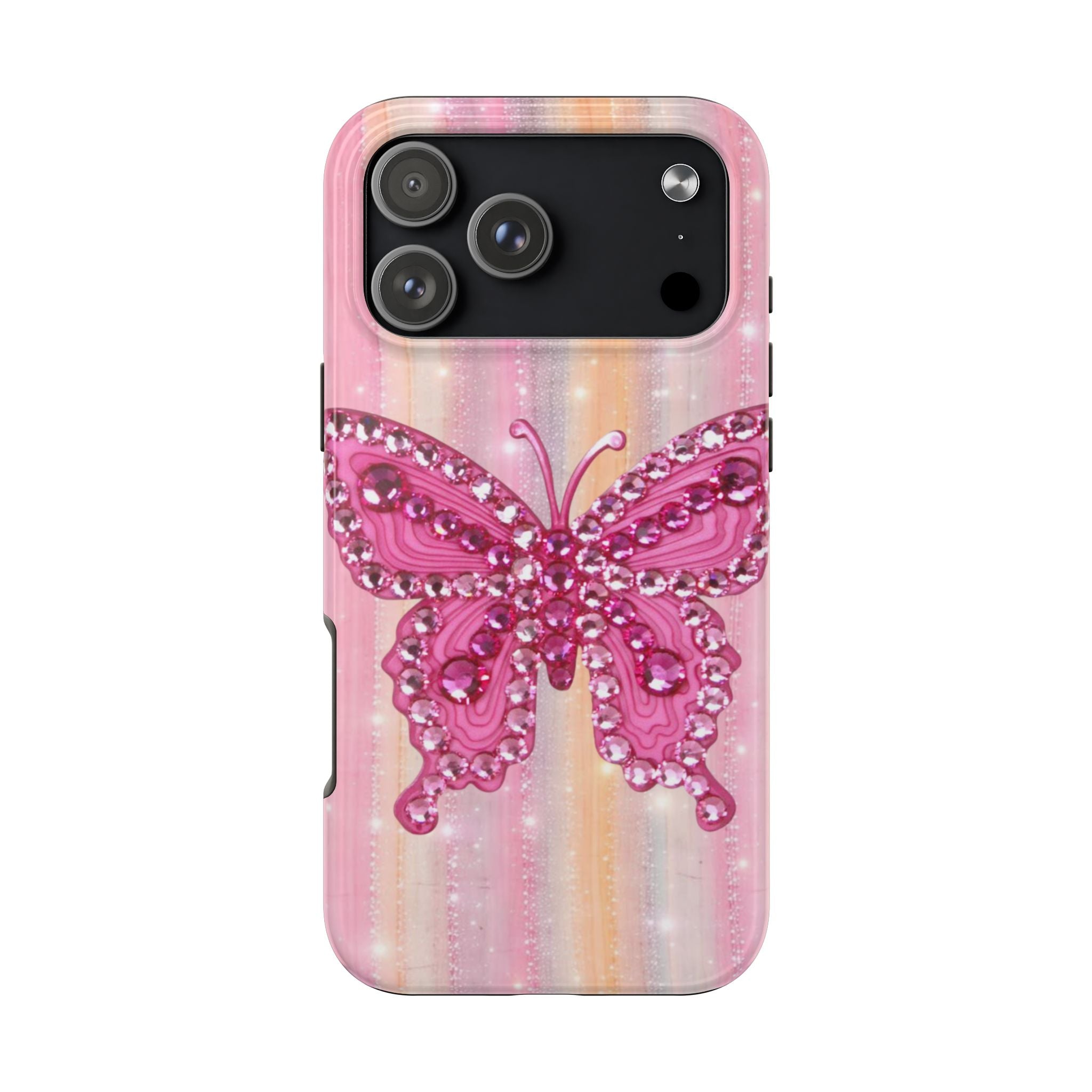 SEQUIN PINK BUTTERFLY PHONE CASE