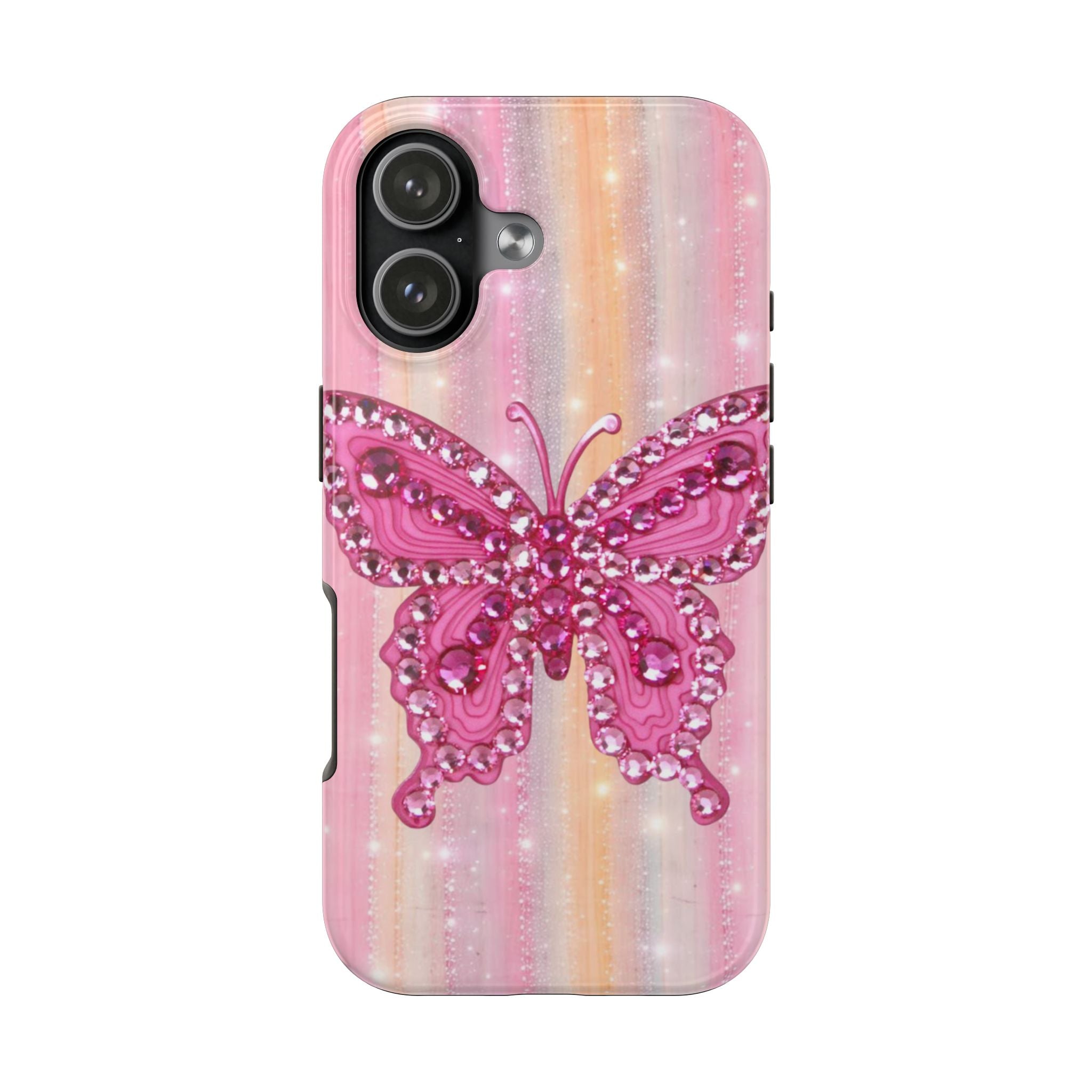 SEQUIN PINK BUTTERFLY PHONE CASE