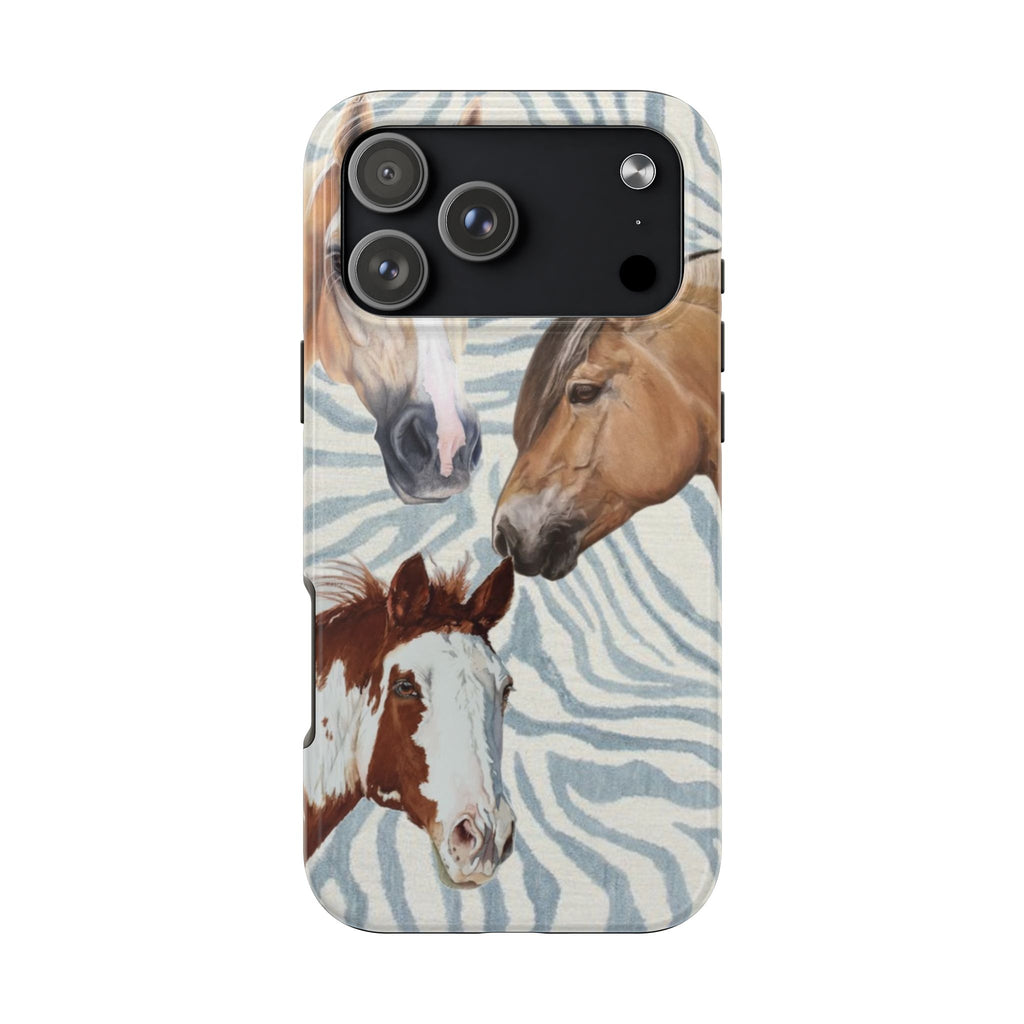 BLUE ZEBRA HORSES PHONE CASE