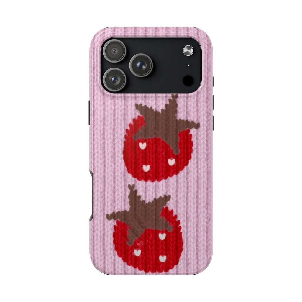 PINK KNIT STRAWBERRIES PHONE CASE