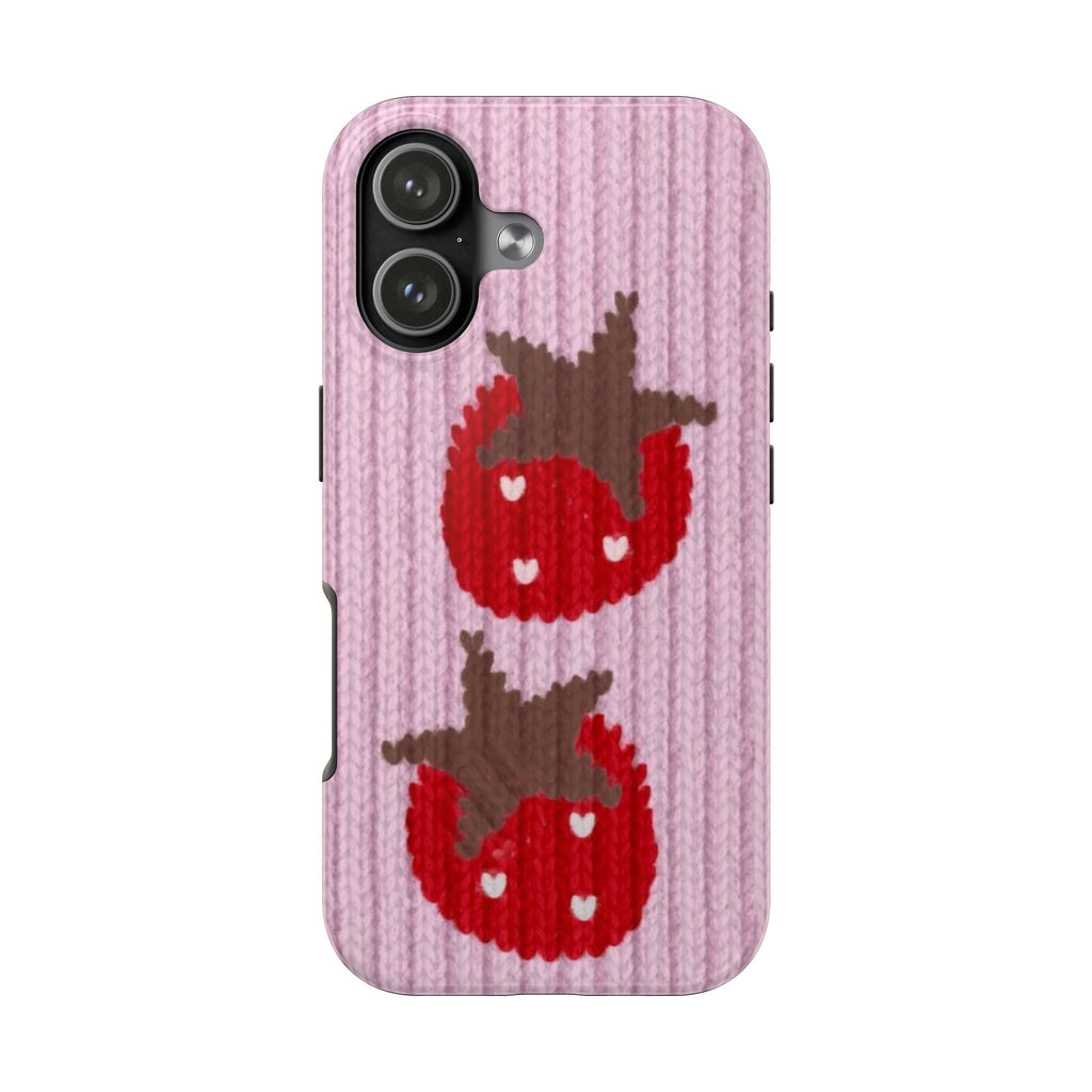 PINK KNIT STRAWBERRIES PHONE CASE