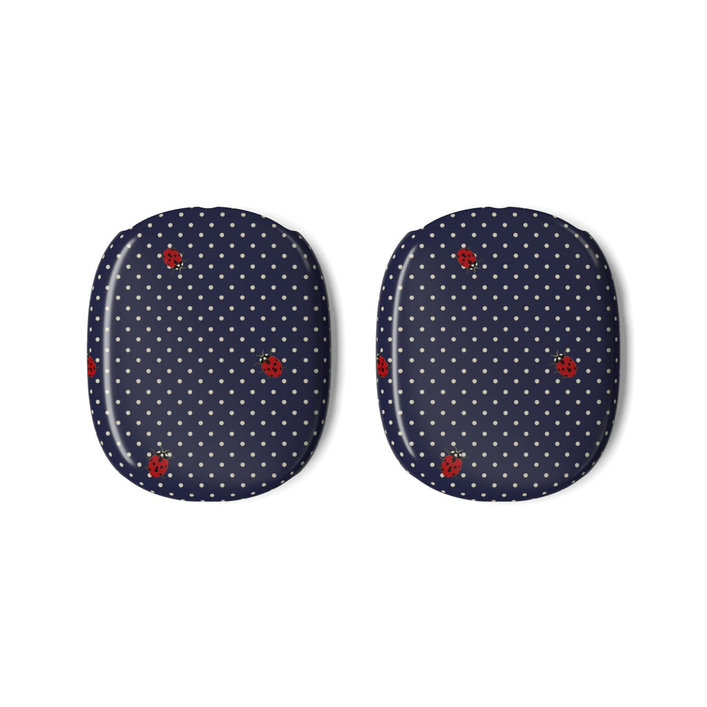 NAVY BLUE POLKA DOTS MINI LADYBUGS AIRPODS MAX CASE COVERS