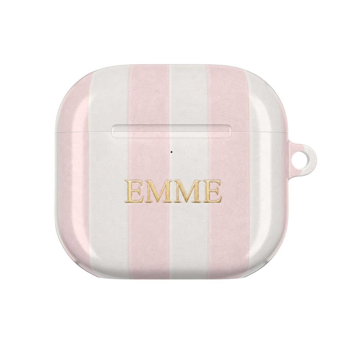 PERSONALIZED NAME CUSTOM BABY PINK STRIPES INITIALS AIRPOD CASE