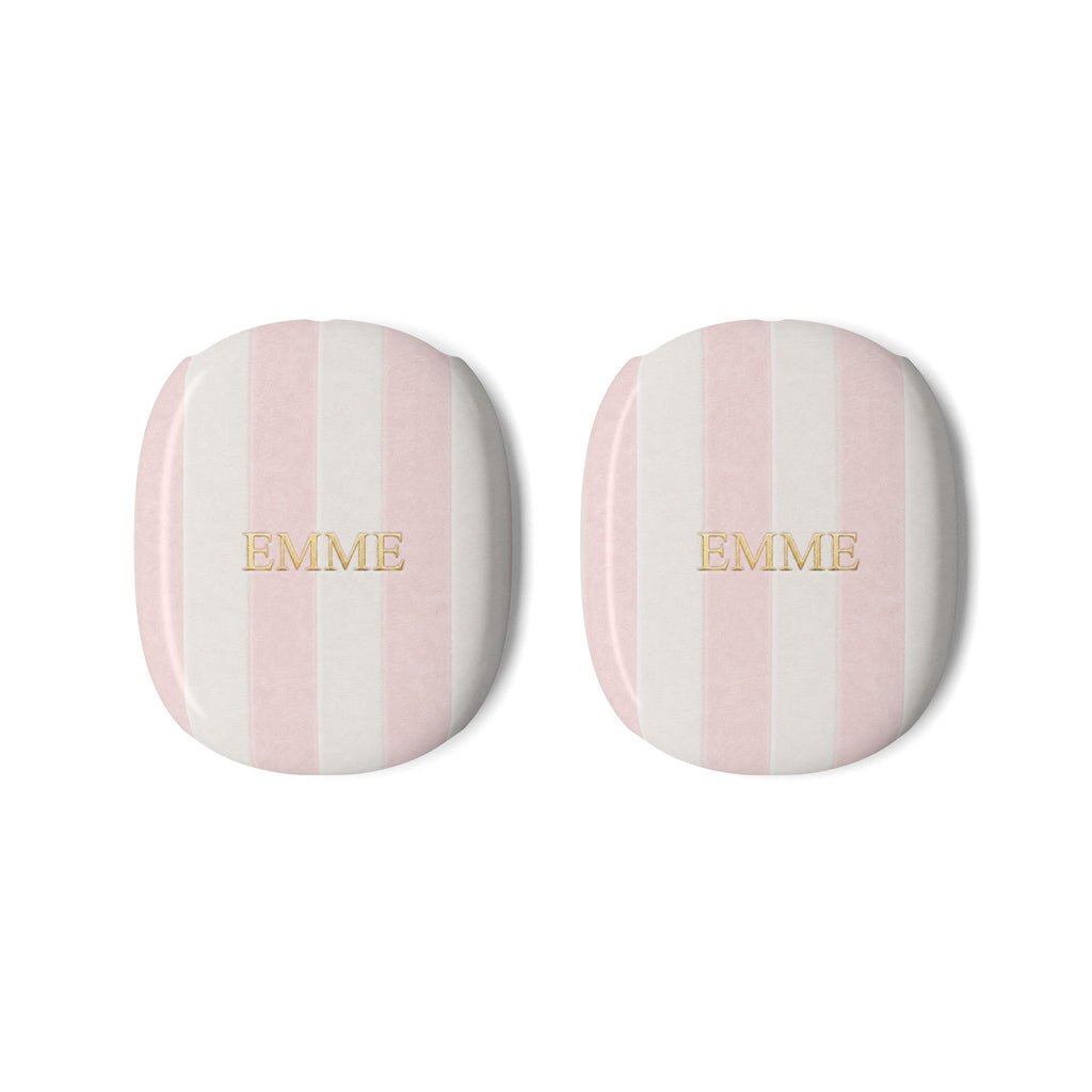 PERSONALIZED NAME CUSTOM BABY PINK STRIPES AIRPODS MAX CASE COVERS