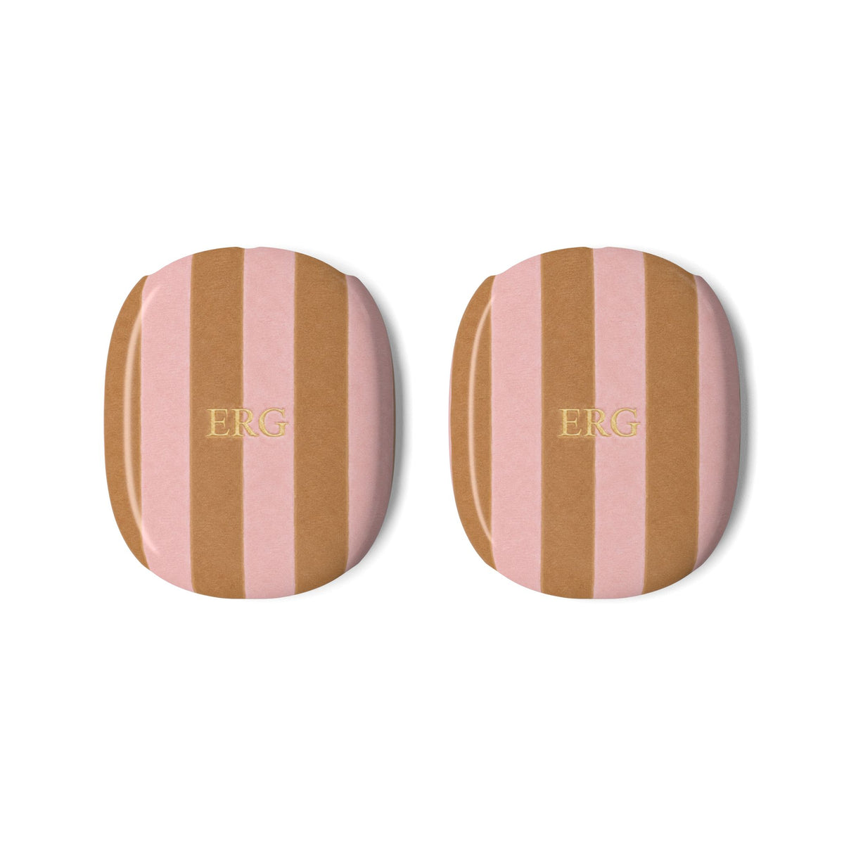 PERSONALIZED NAME CUSTOM BEIGE & PINK STRIPES AIRPODS MAX CASE COVERS