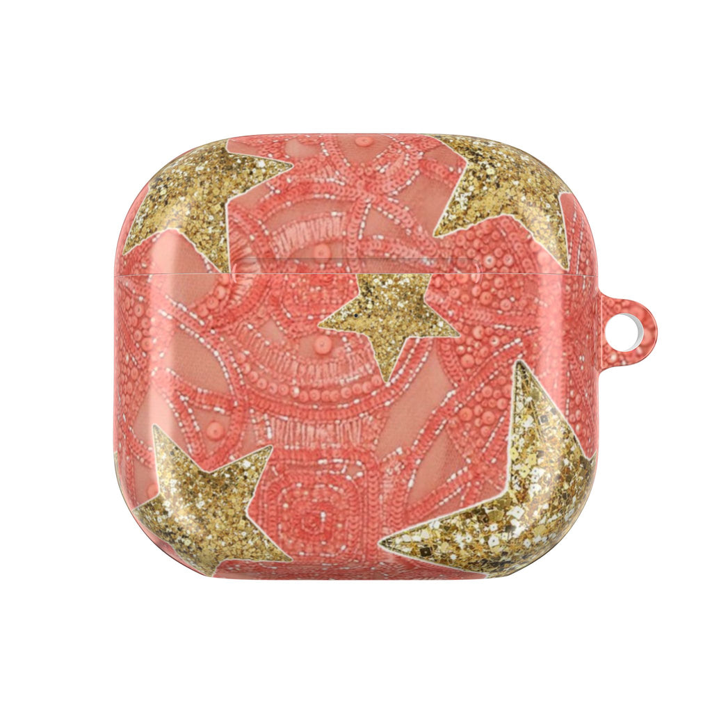 CORAL CRUSH EMBELLISHED GOLD STARS AIRPOD CASE