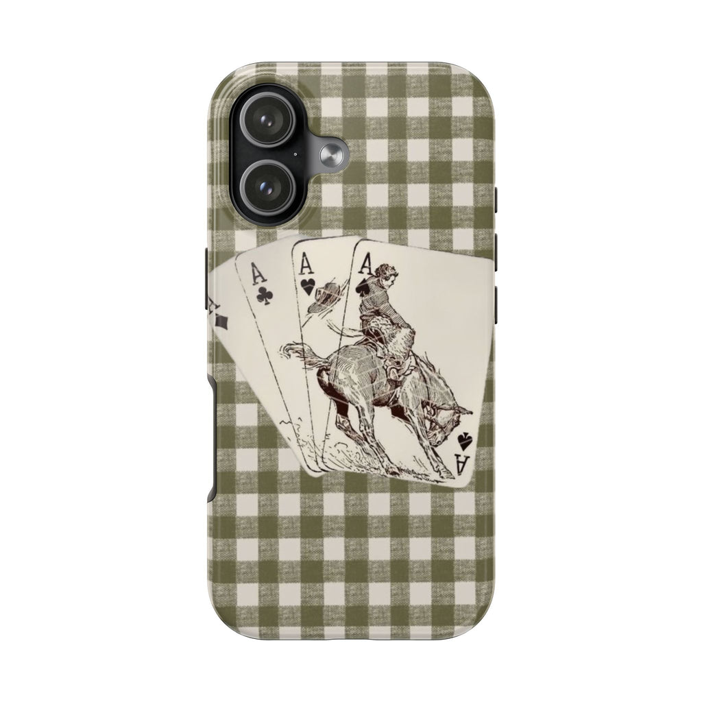 GREEN GINGHAM COUNTRY CARDS PHONE CASE