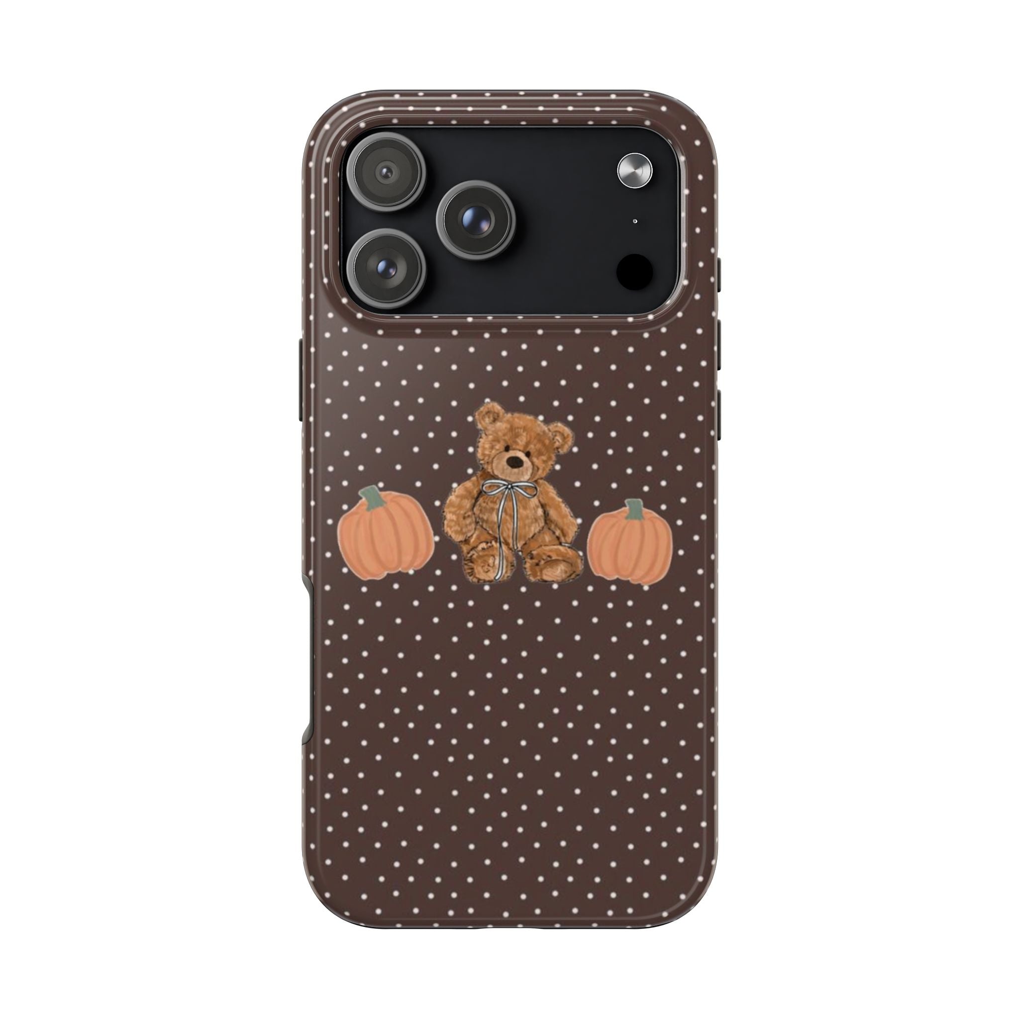 BROWN POLKA DOTS PUMPKIN TEDDY BEAR PHONE CASE