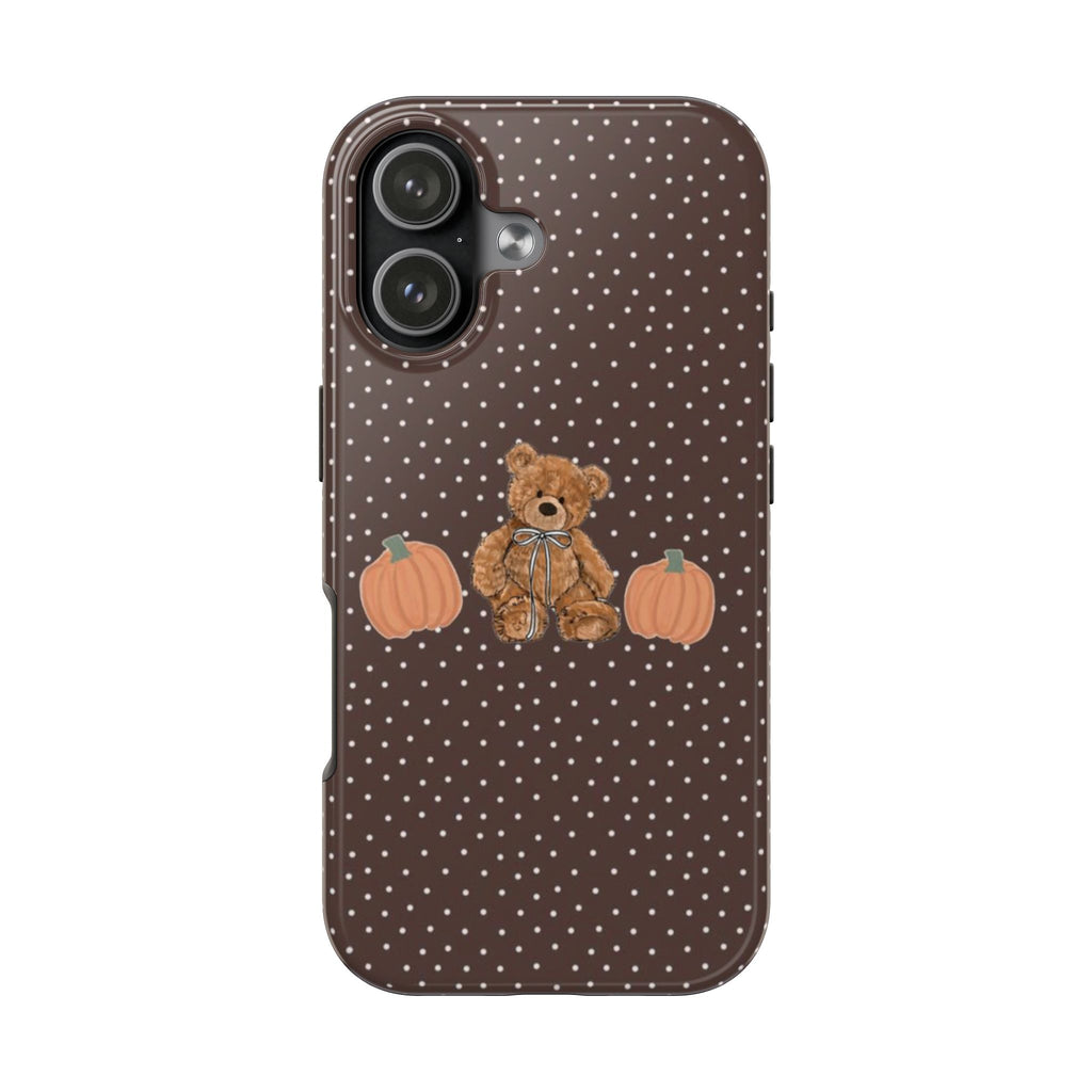 BROWN POLKA DOTS PUMPKIN TEDDY BEAR PHONE CASE