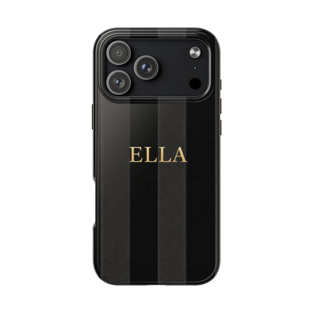 PERSONALIZED CHARCOAL BLACK VELVET STRIPES INITIALS NAME CUSTOM PHONE CASE