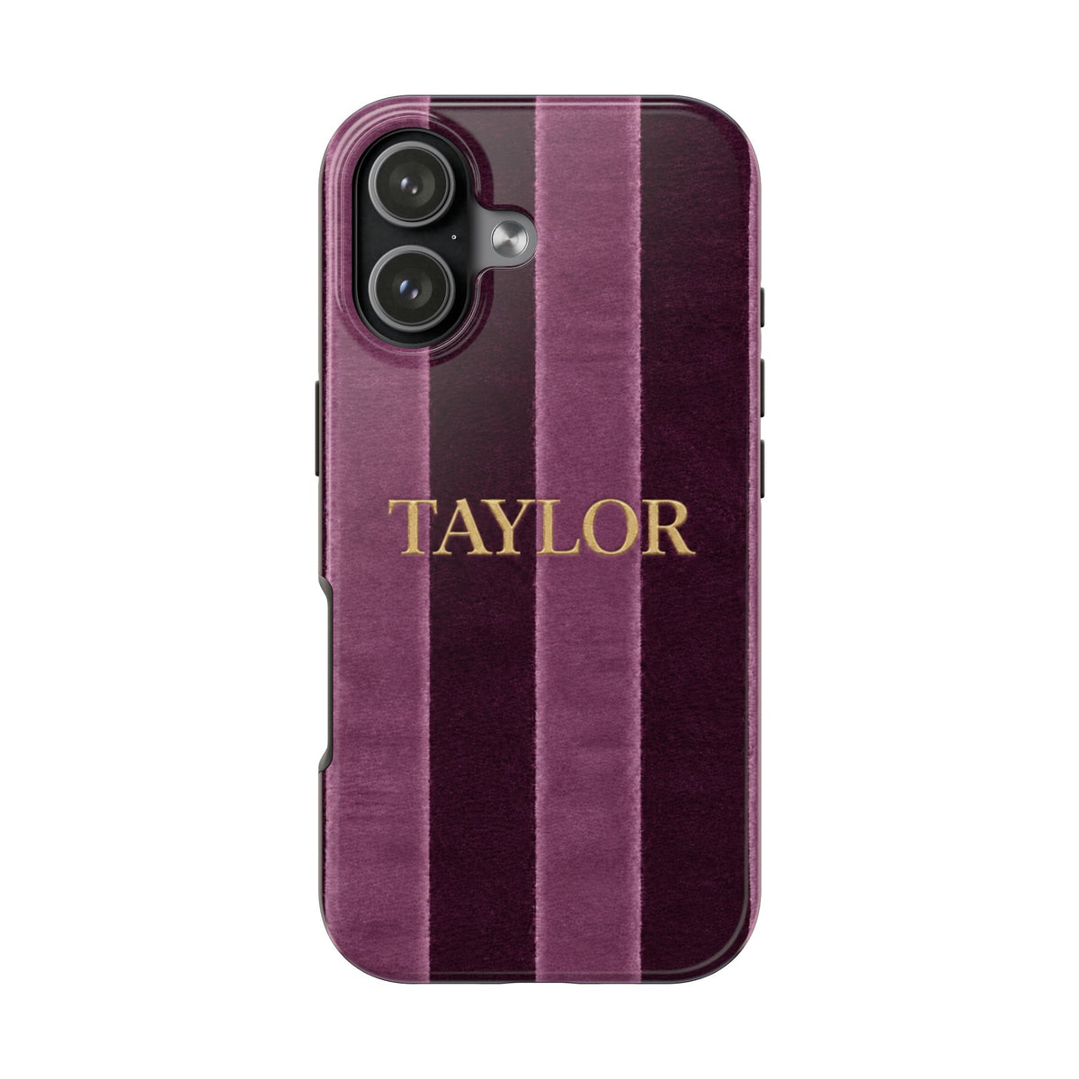 PERSONALIZED DARK CHERRY VELVET STRIPES INITIALS NAME CUSTOM PHONE CASE