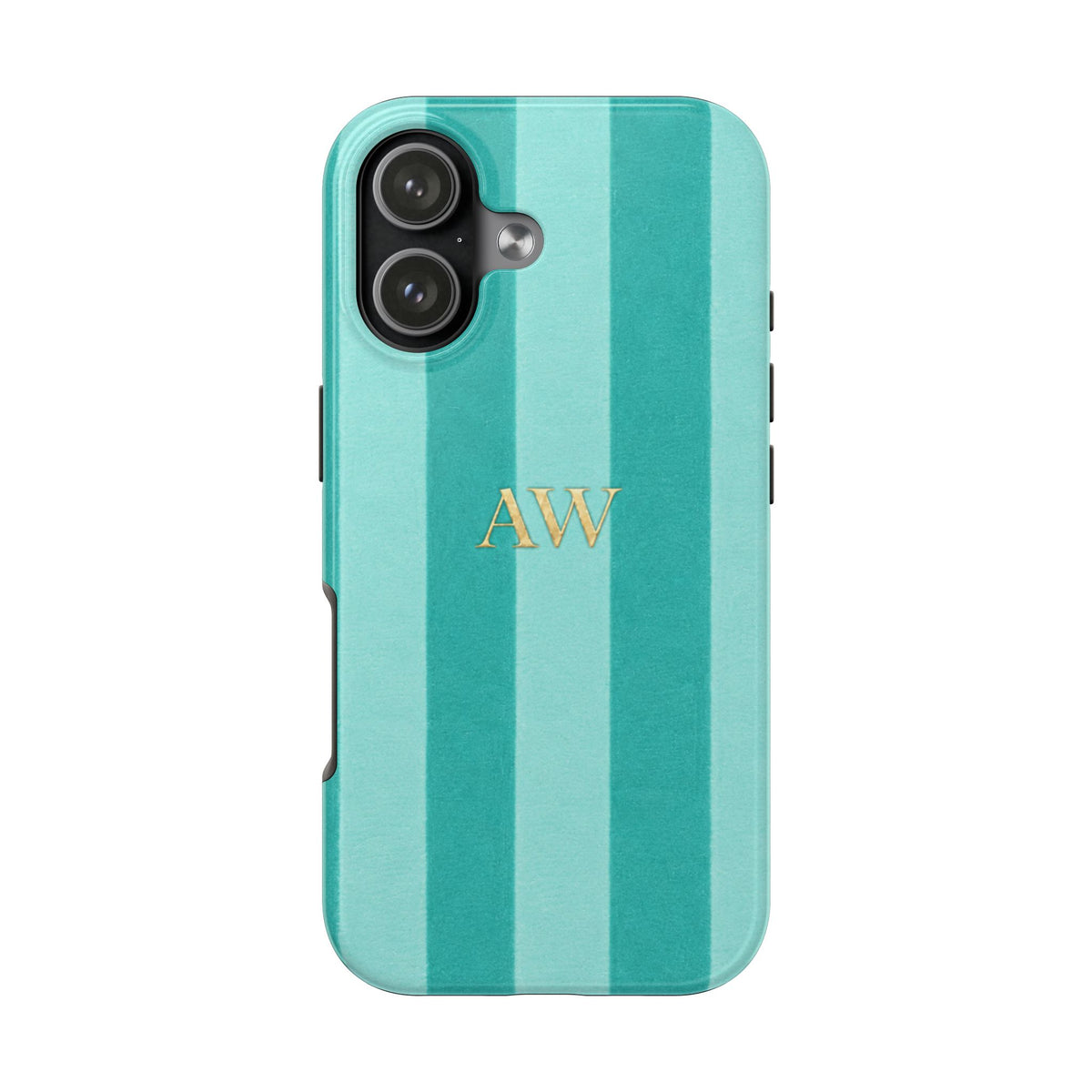 PERSONALIZED TIFFANY BLUE VELVET STRIPES INITIALS NAME CUSTOM PHONE CASE