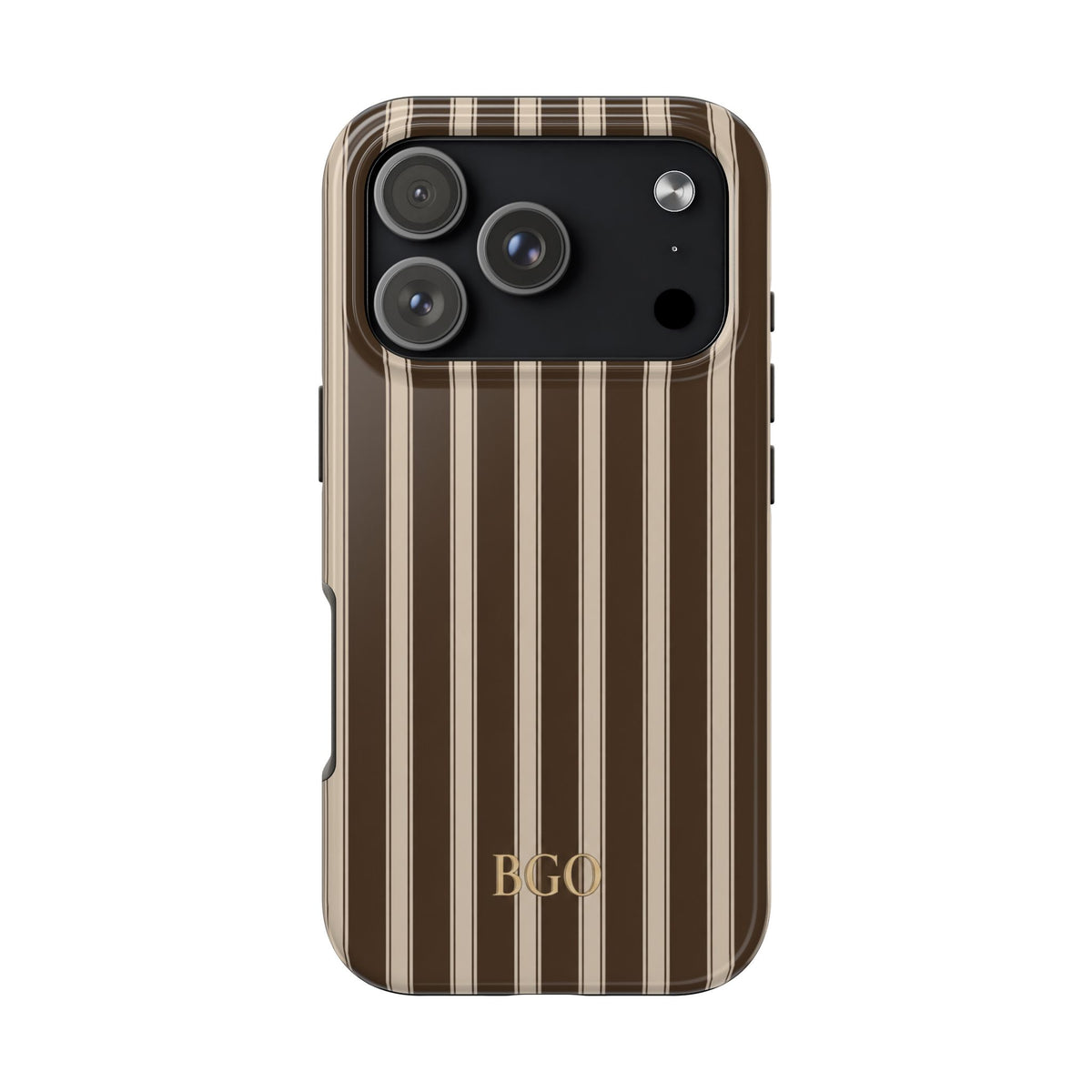 PERSONALIZED BROWN CLASSIC STRIPES INITIALS NAME CUSTOM PHONE CASE