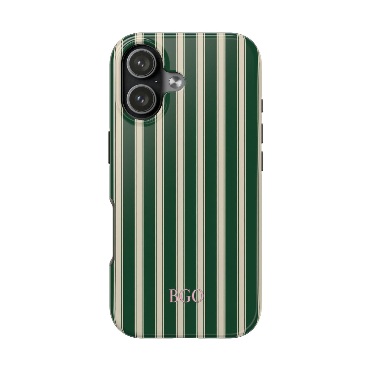 PERSONALIZED GREEN CLASSIC STRIPES INITIALS NAME CUSTOM PHONE CASE