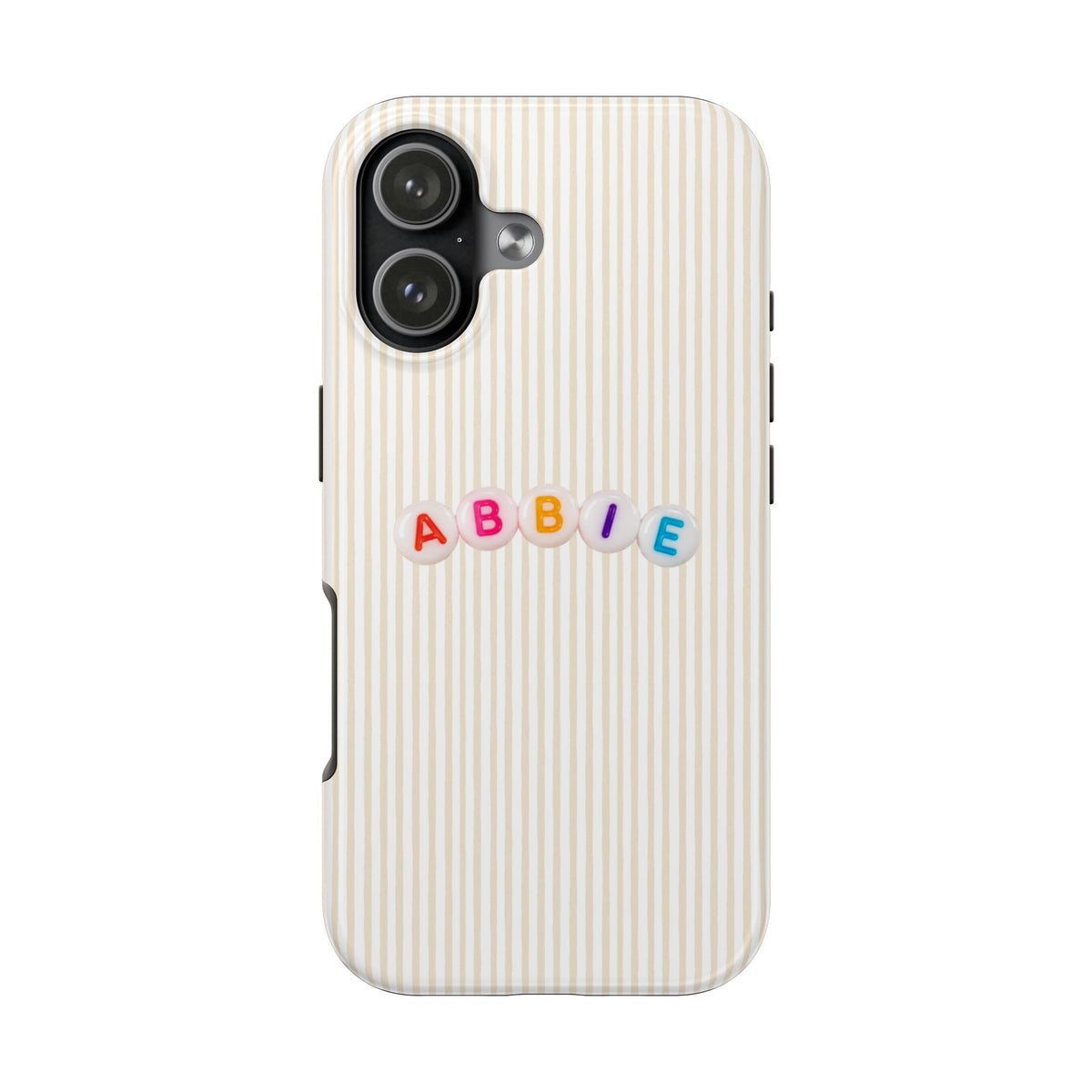 PERSONALIZED BEIGE STRIPES LETTER BEADS CUSTOM NAME PHONE CASE