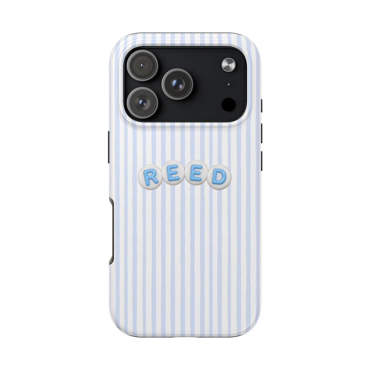 PERSONALIZED BLUE STRIPES LETTER BEADS CUSTOM NAME PHONE CASE