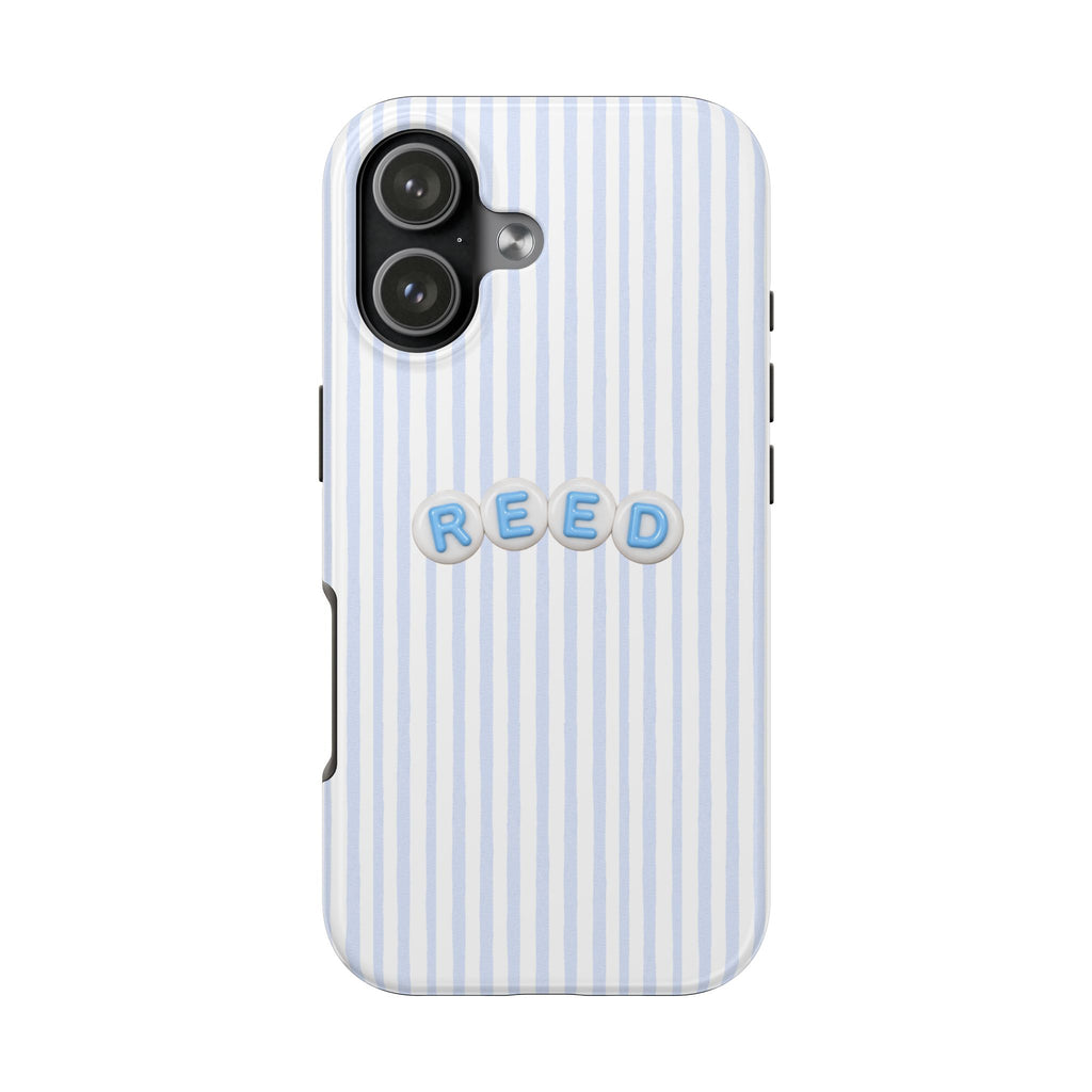 PERSONALIZED BLUE STRIPES LETTER BEADS CUSTOM NAME PHONE CASE
