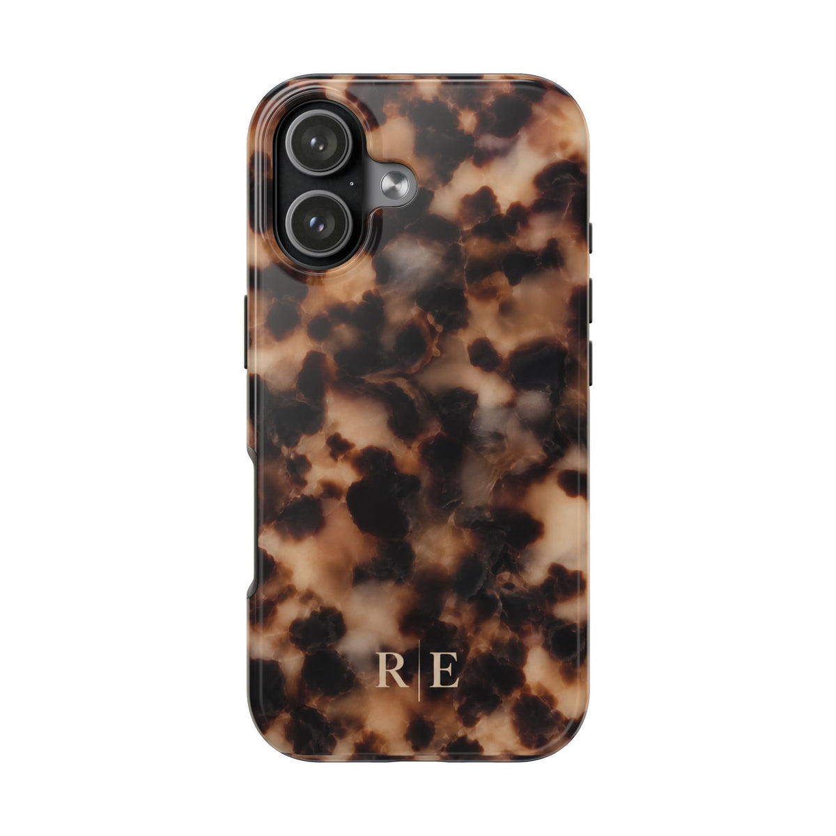 PERSONALIZED BROWN MARBLE TORTOISE SHELL MONOGRAM INITIALS CUSTOM PHONE CASE