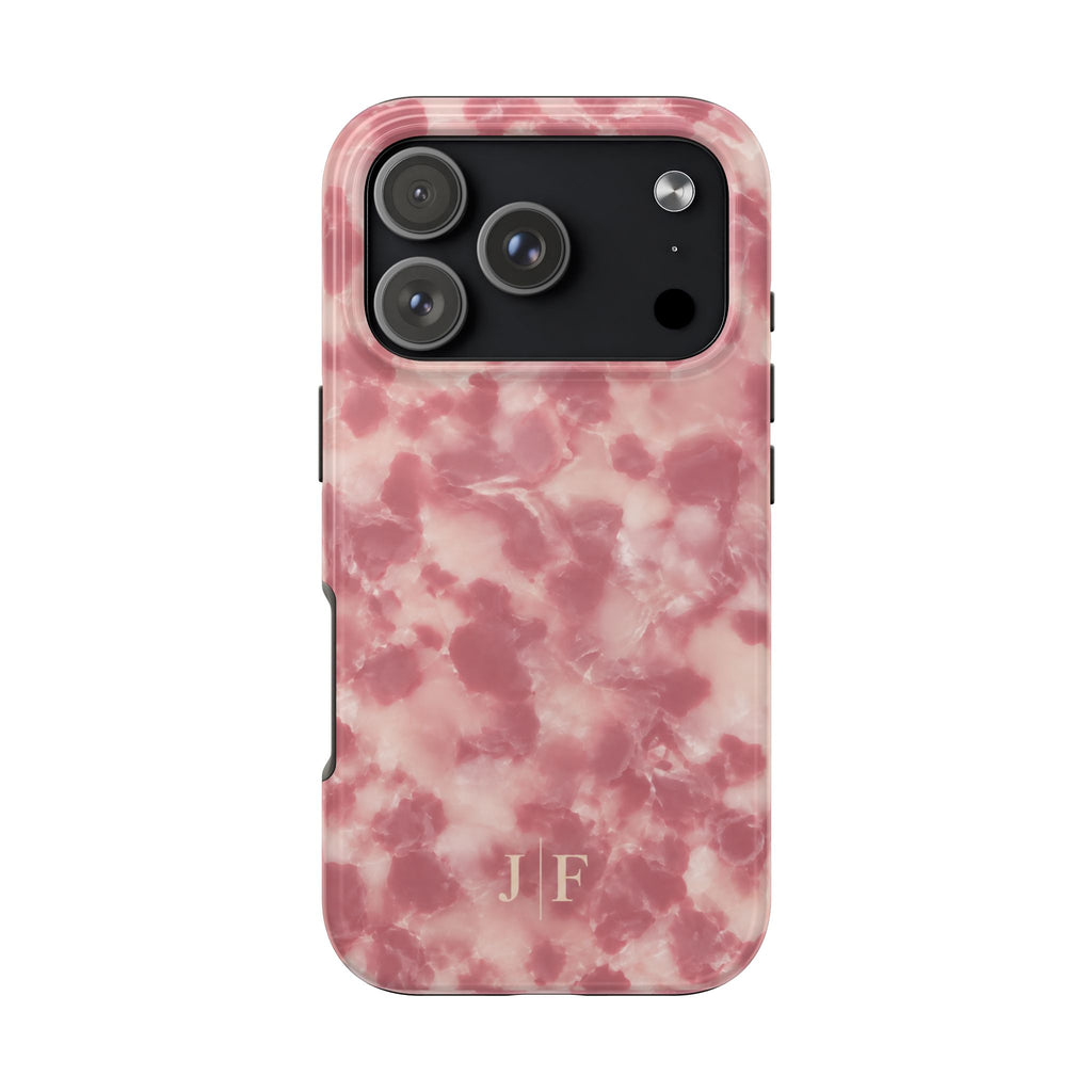 PERSONALIZED PINK MARBLE TORTOISE SHELL MONOGRAM INITIALS CUSTOM PHONE CASE