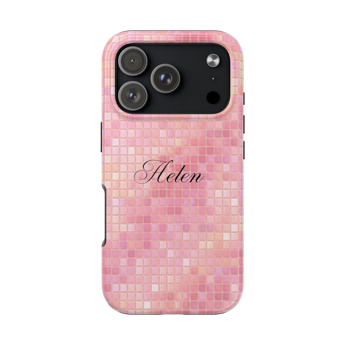 PERSONALIZED BABY PINK MOSAIC CUSTOM NAME PHONE CASE