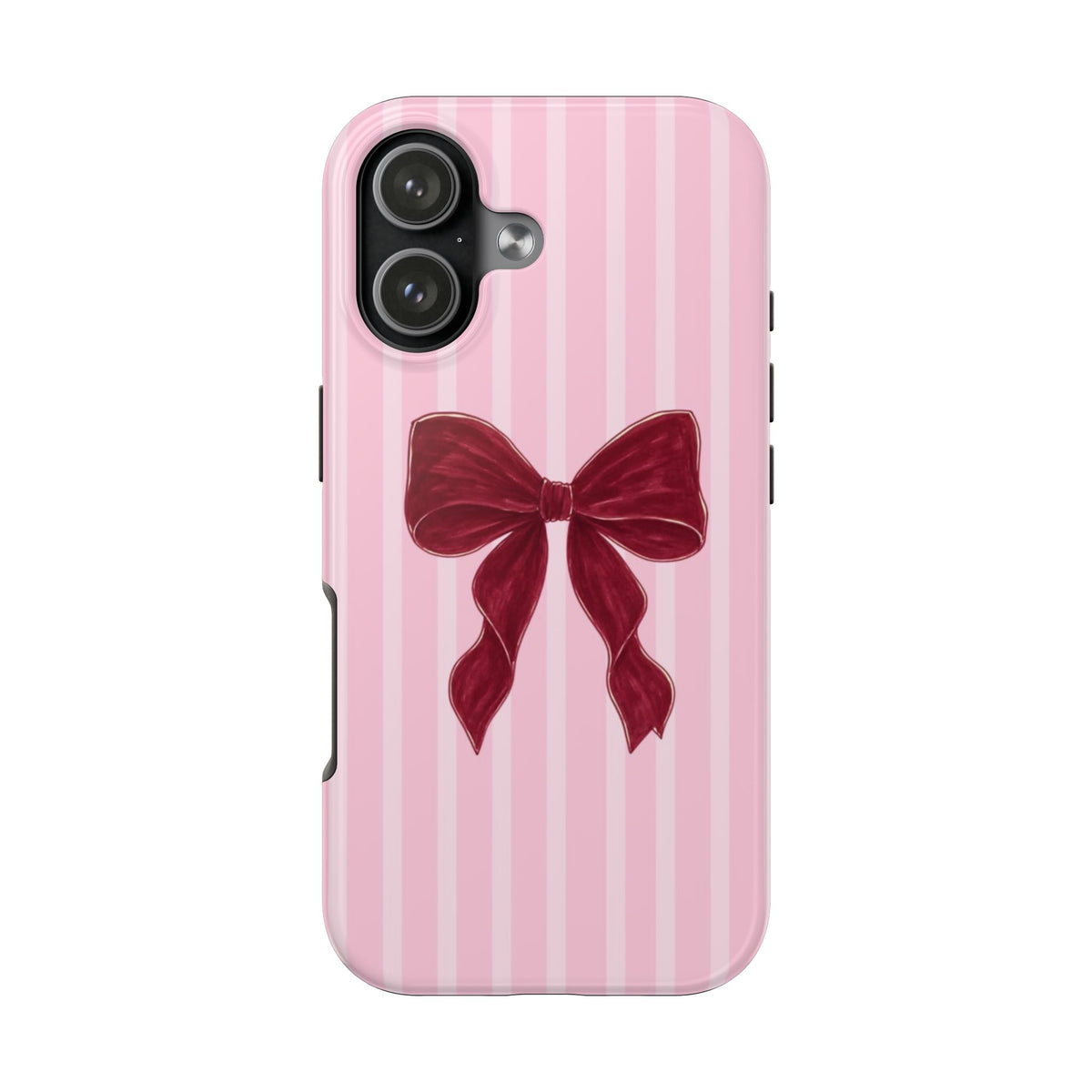 PINK STRIPES RED BOW PHONE CASE