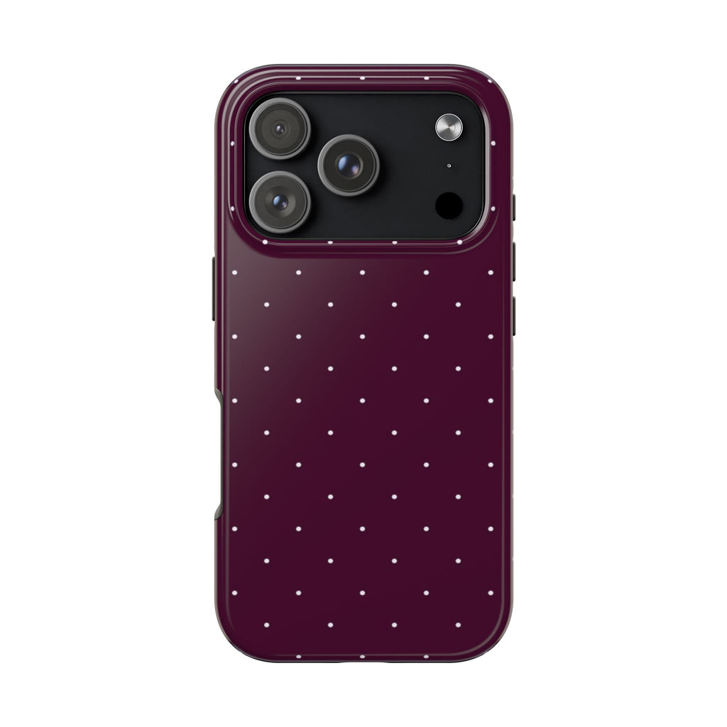 DARK CHERRY BURGUNDY MINI POLKA DOTS PHONE CASE