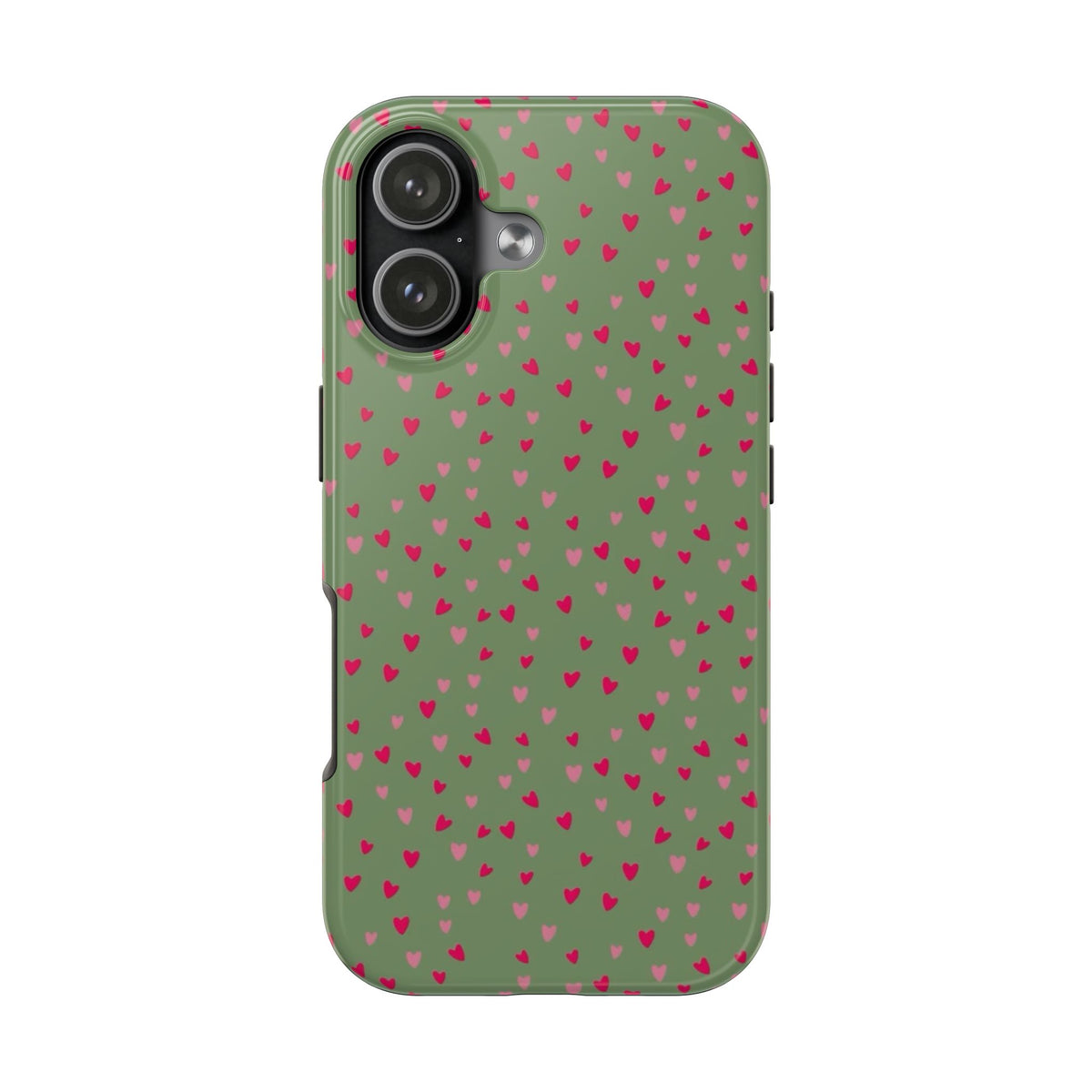 GREEN & PINK HEARTS PHONE CASE