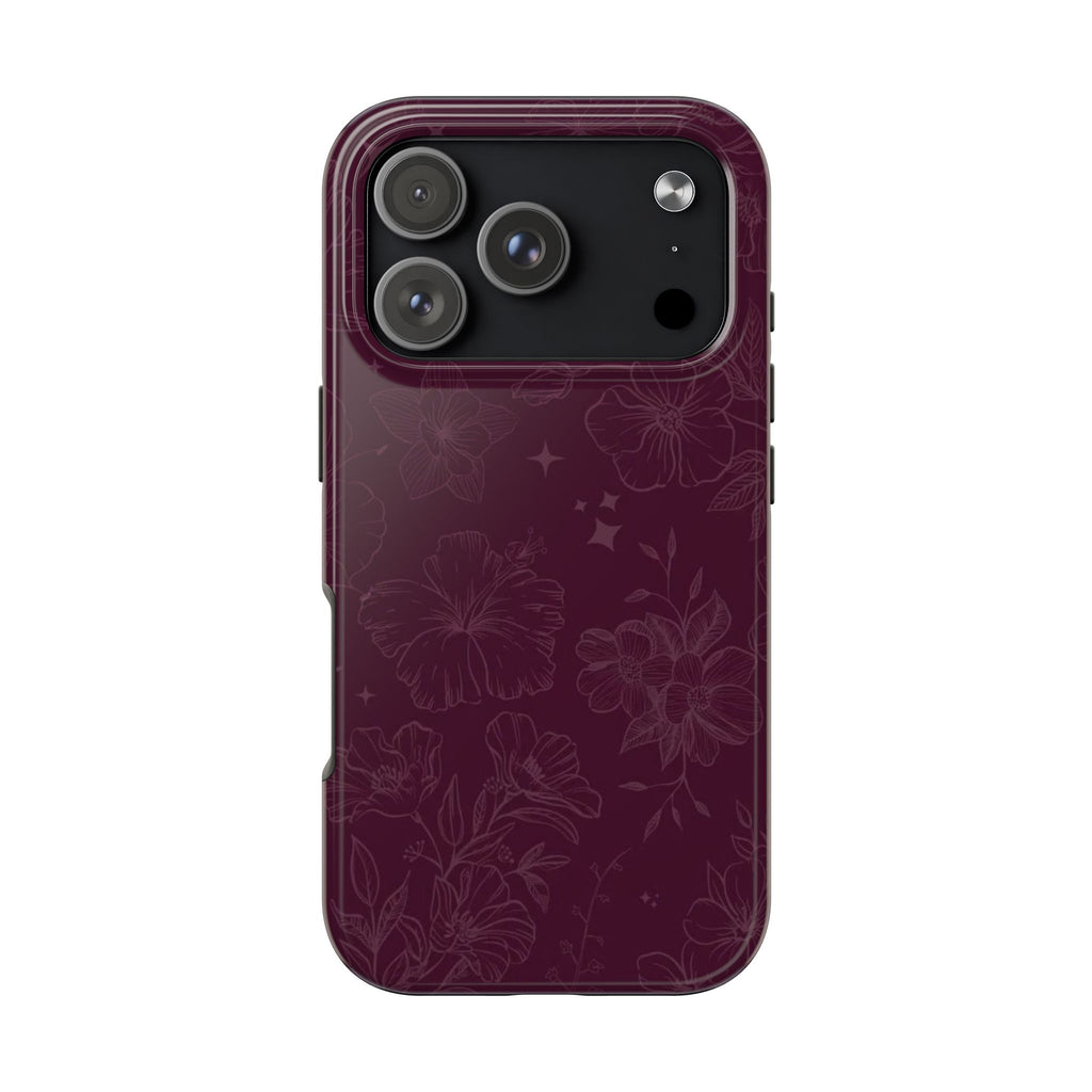 BURGUNDY AMOUR FLORAL PHONE CASE